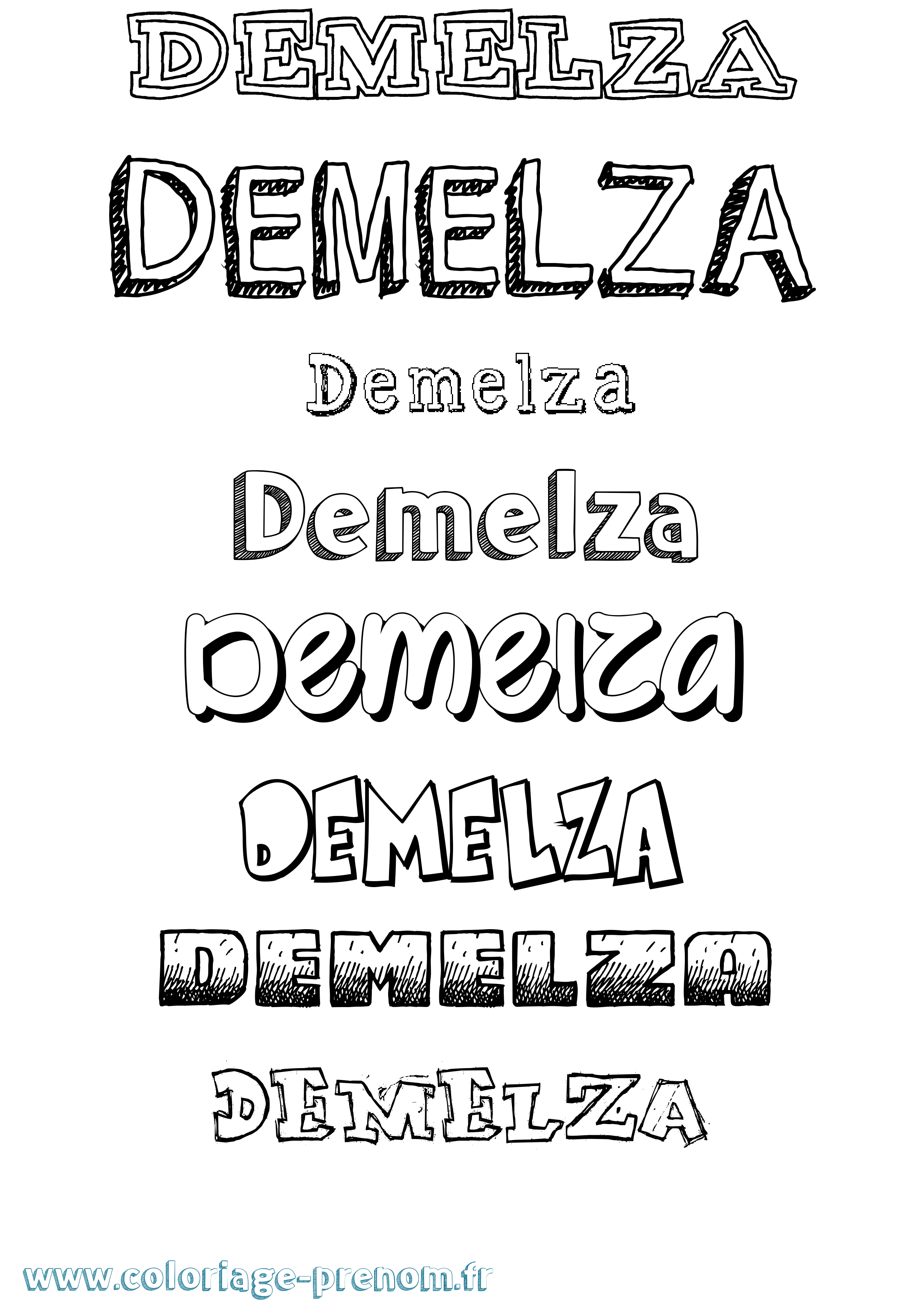 Coloriage Demelza Dessiné Coloriage prénom Demelza Dessiné