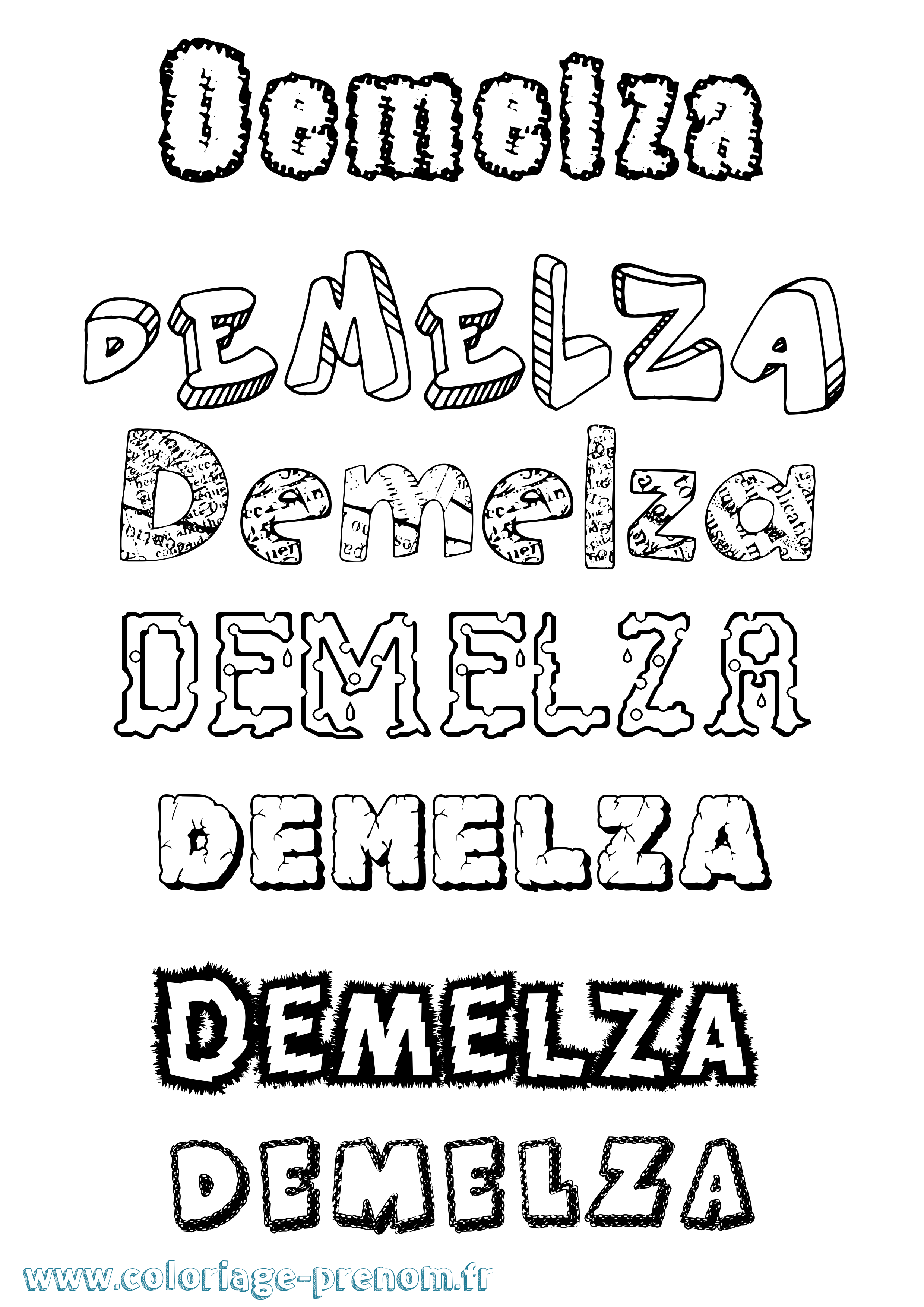 Coloriage Demelza Destructuré Coloriage prénom Demelza Destructuré
