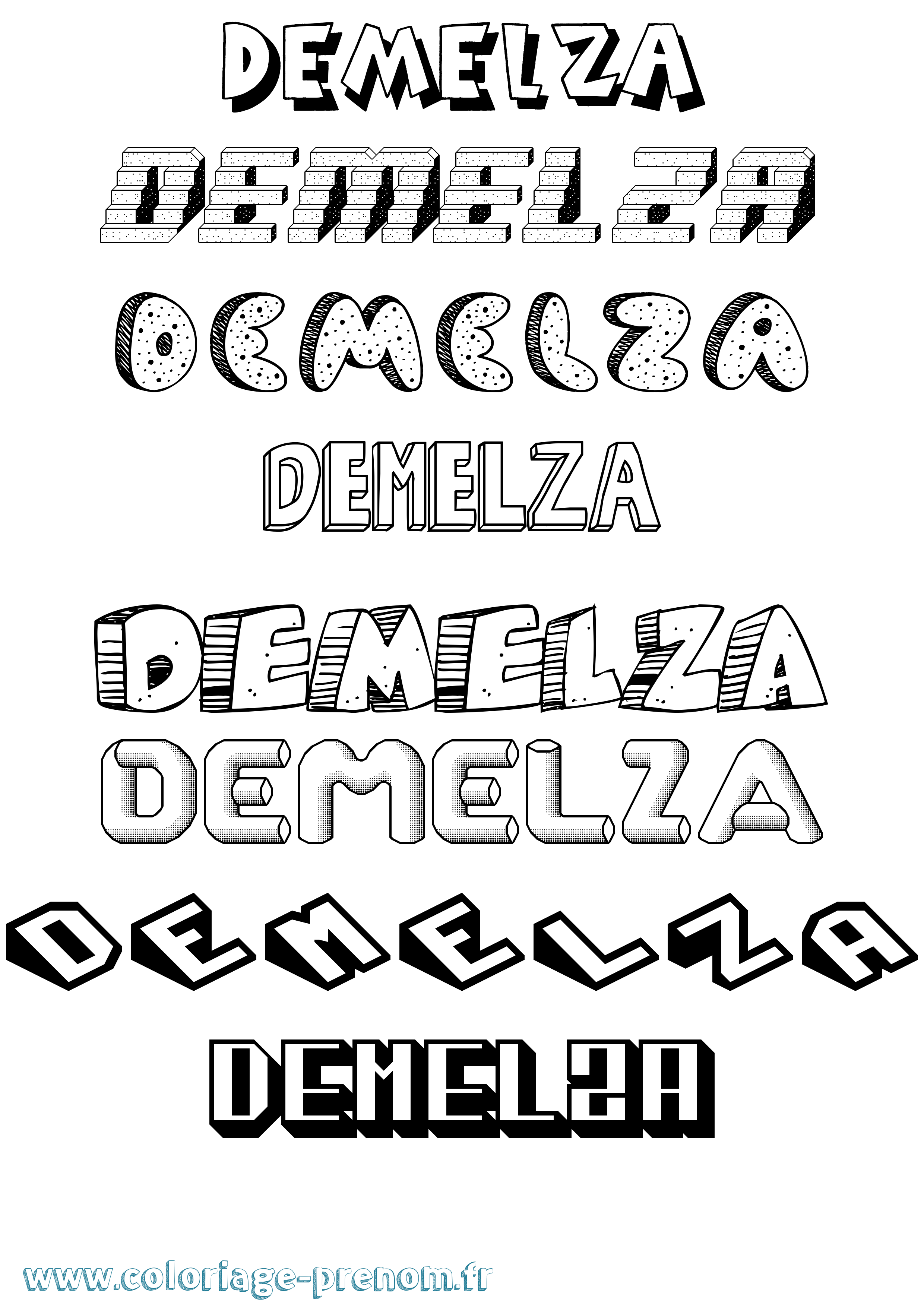 Coloriage Demelza Effet 3D Coloriage prénom Demelza Effet 3D