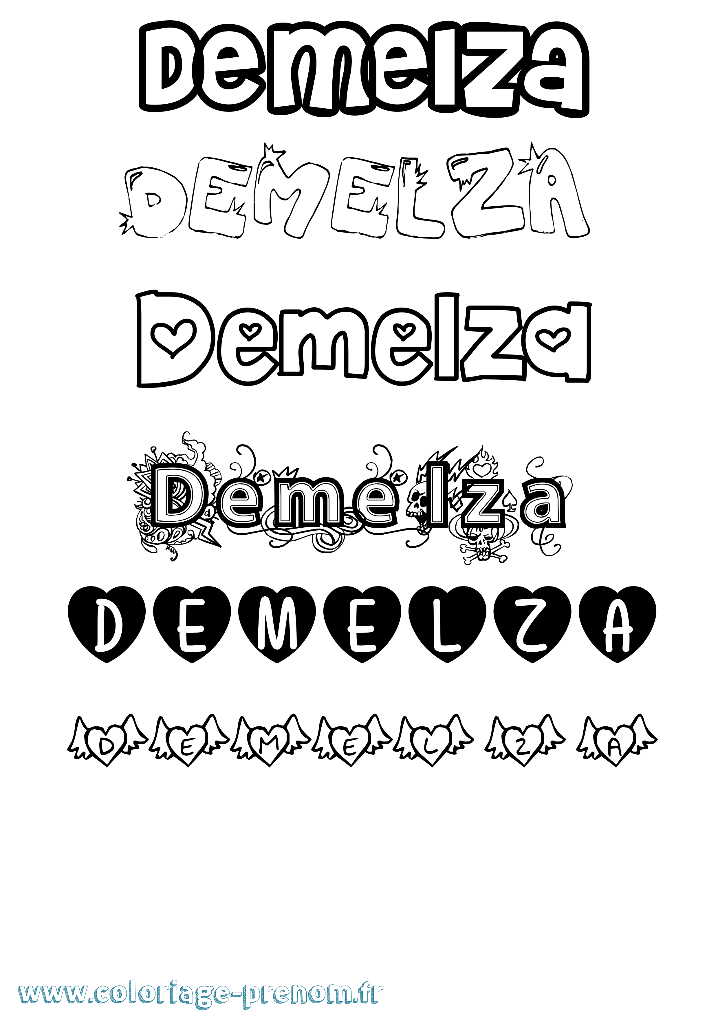 Coloriage Demelza Girly Coloriage prénom Demelza Girly