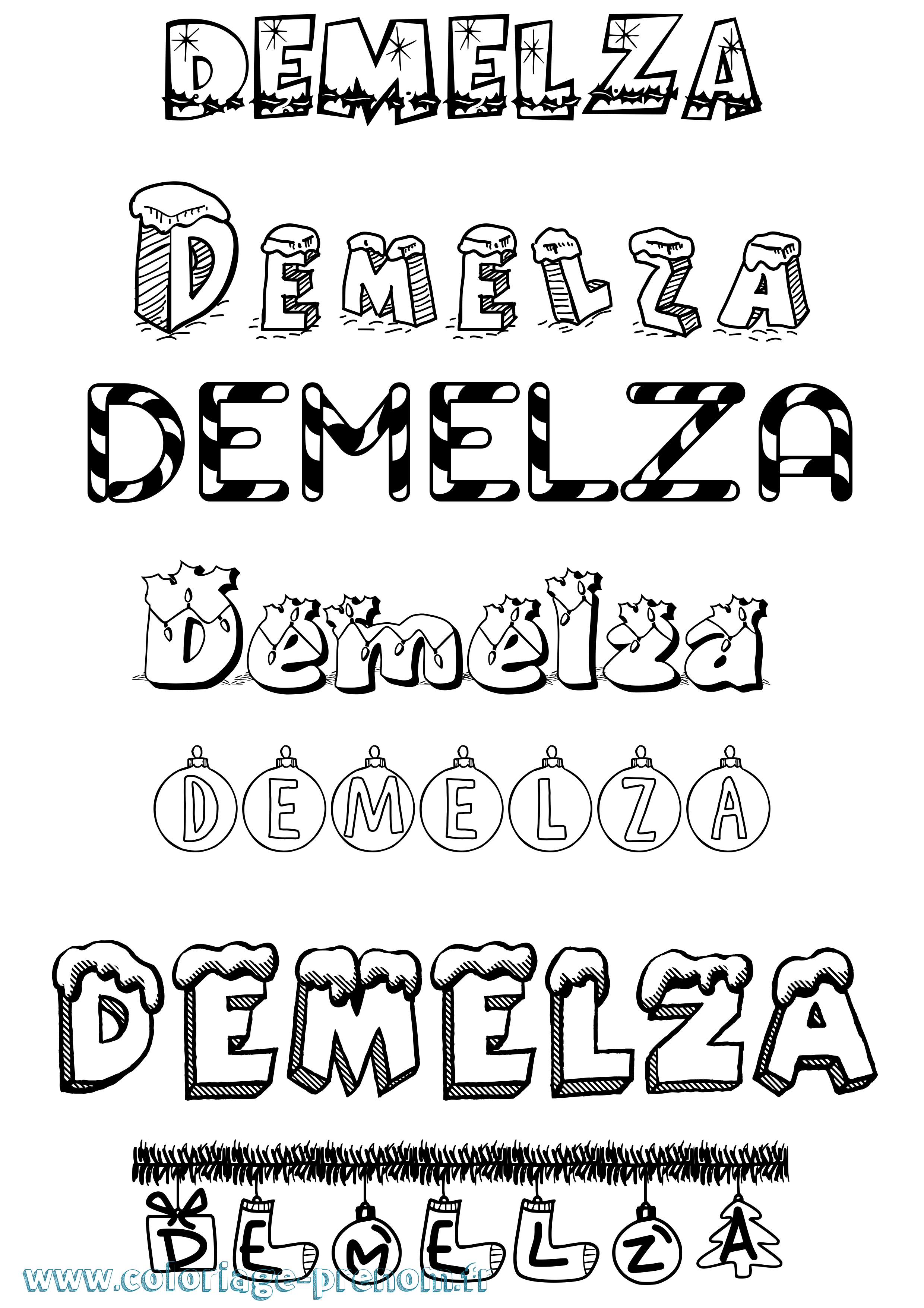 Coloriage Demelza Noël Coloriage prénom Demelza Noël