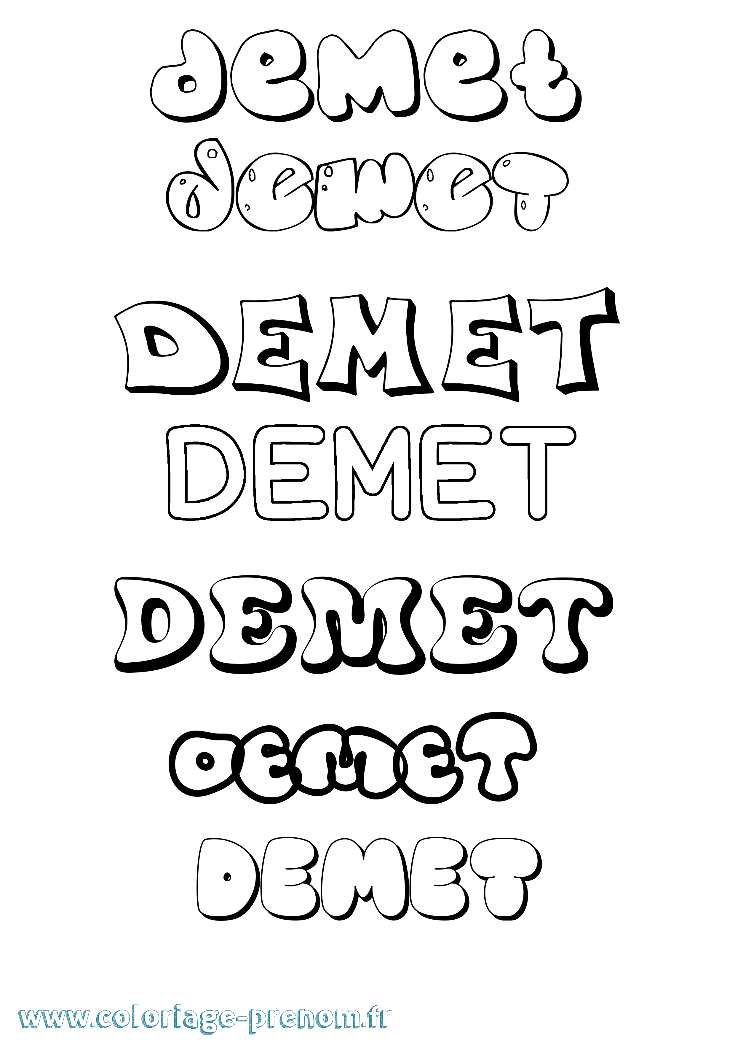 Coloriage Demet Bubble Coloriage prénom Demet Bubble