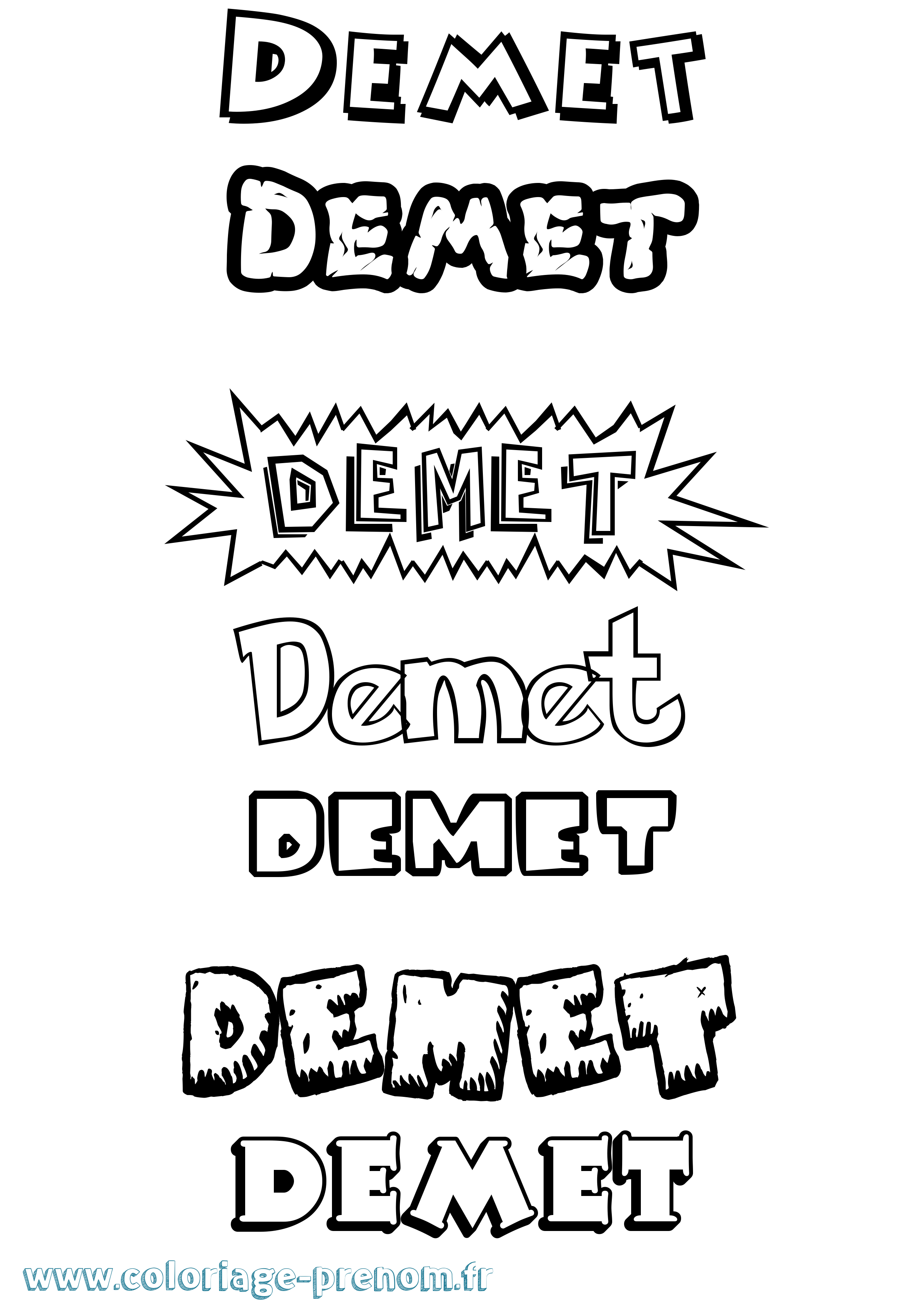 Coloriage Demet Dessin Animé Coloriage prénom Demet Dessin Animé
