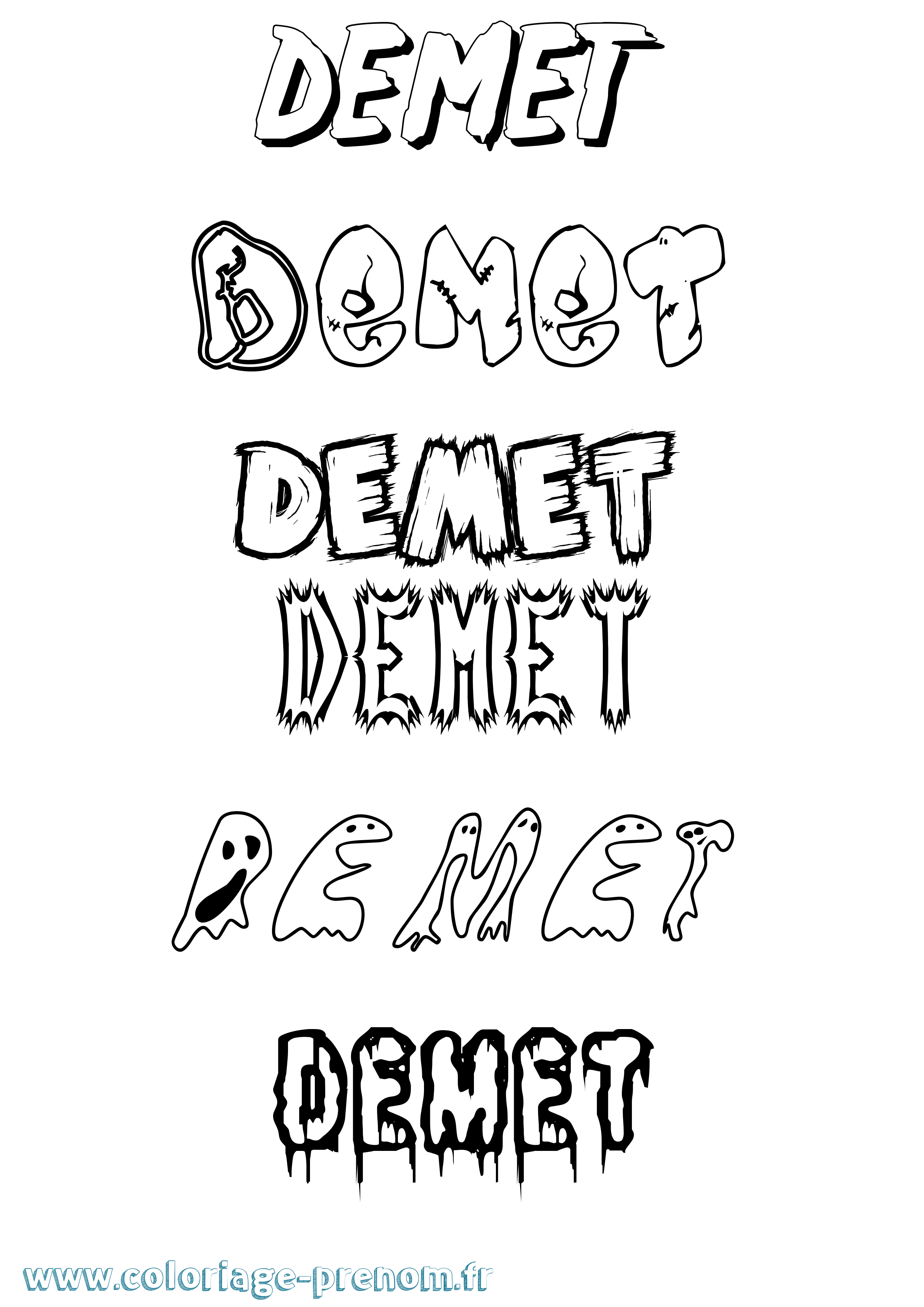 Coloriage Demet Frisson Coloriage prénom Demet Frisson