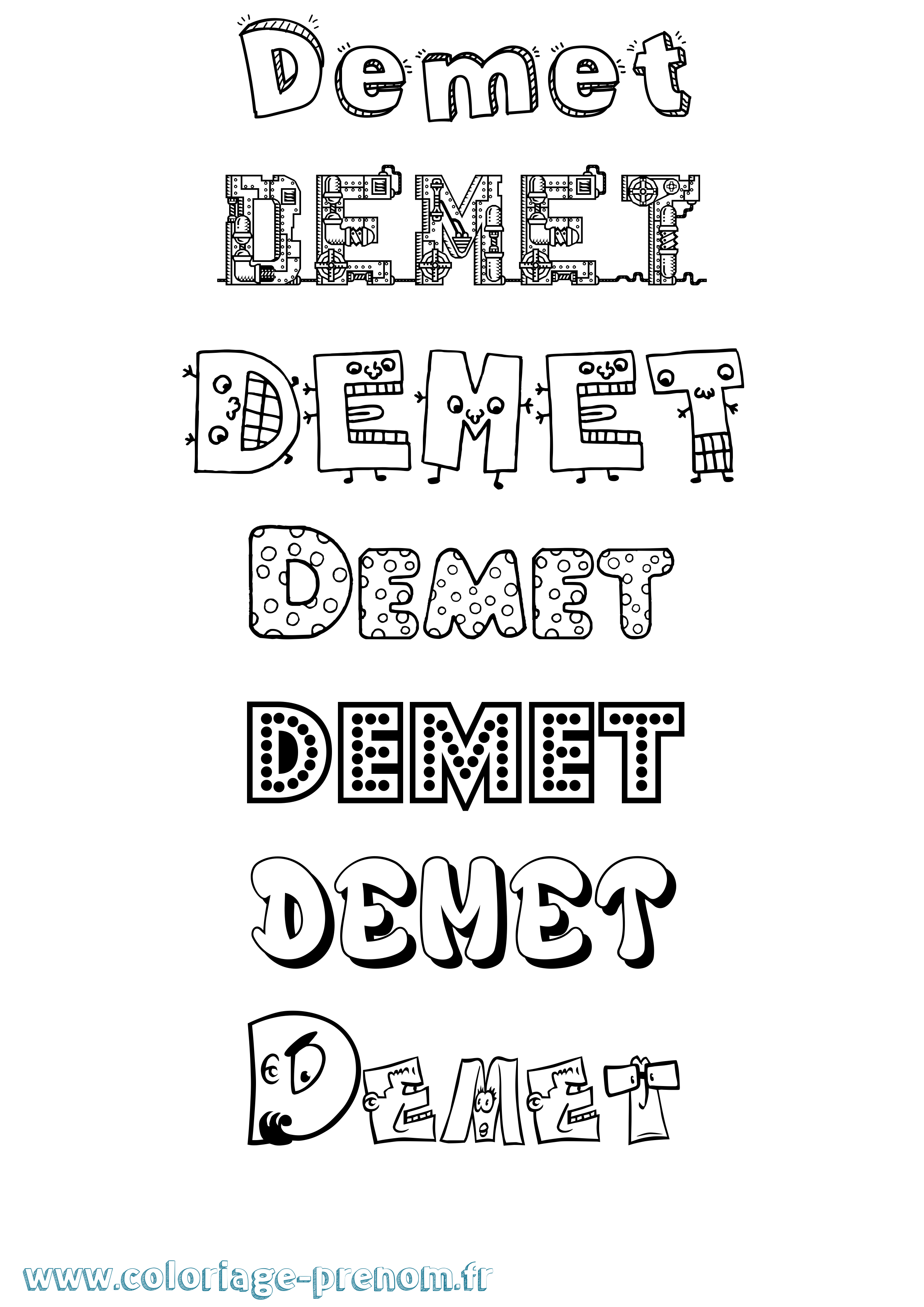 Coloriage Demet Fun Coloriage prénom Demet Fun