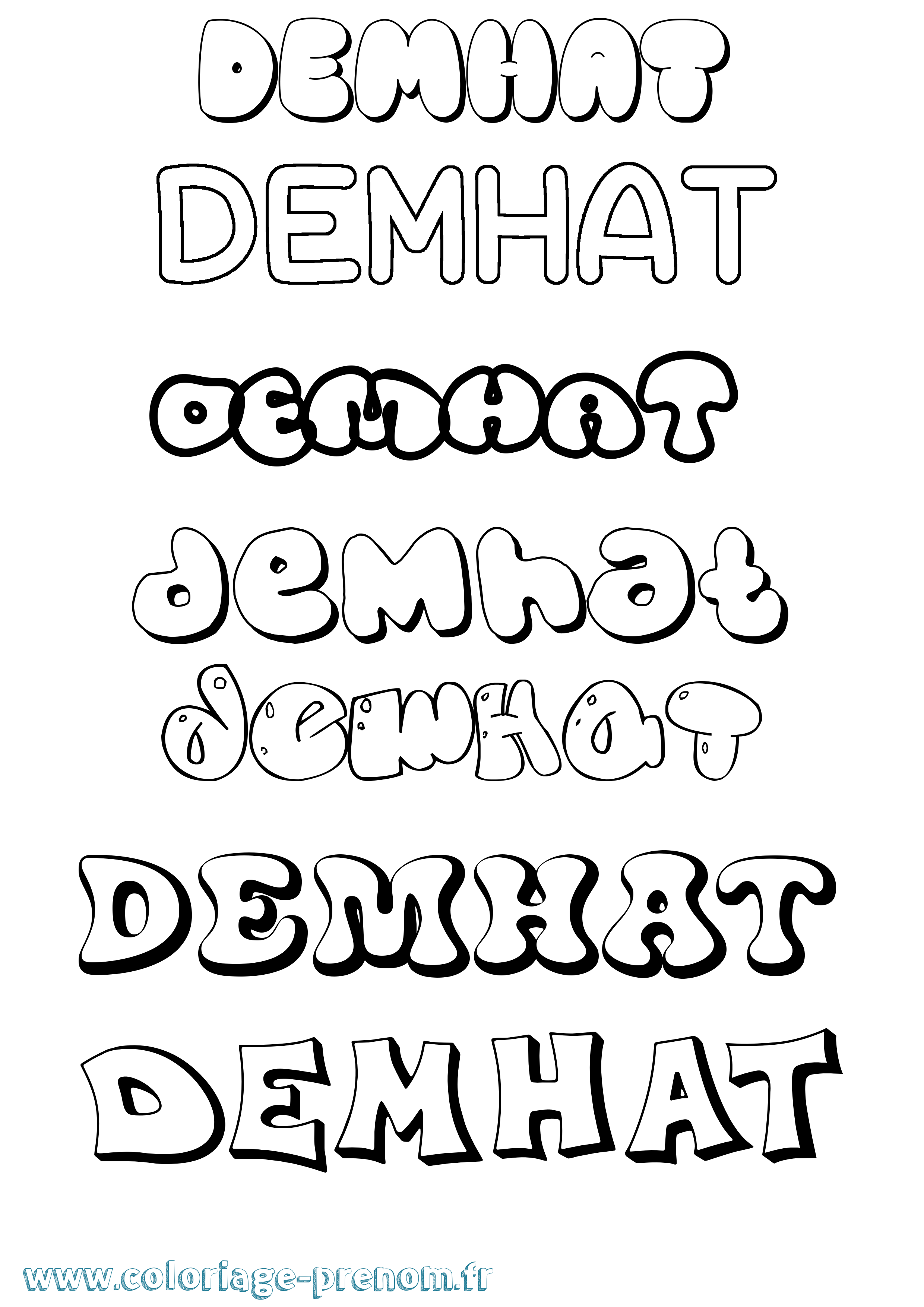 Coloriage Demhat Bubble Coloriage prénom Demhat Bubble