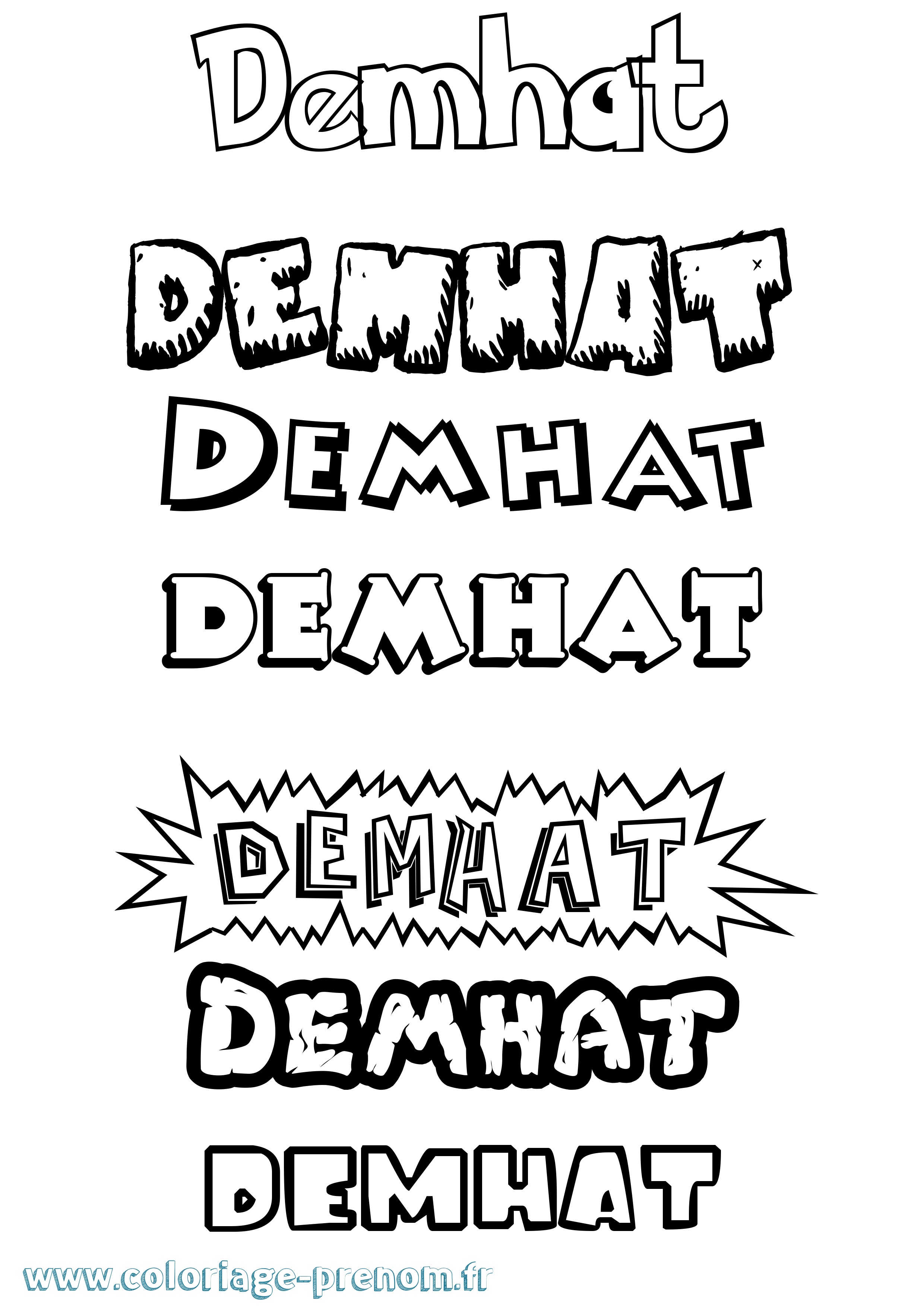 Coloriage Demhat Dessin Animé Coloriage prénom Demhat Dessin Animé