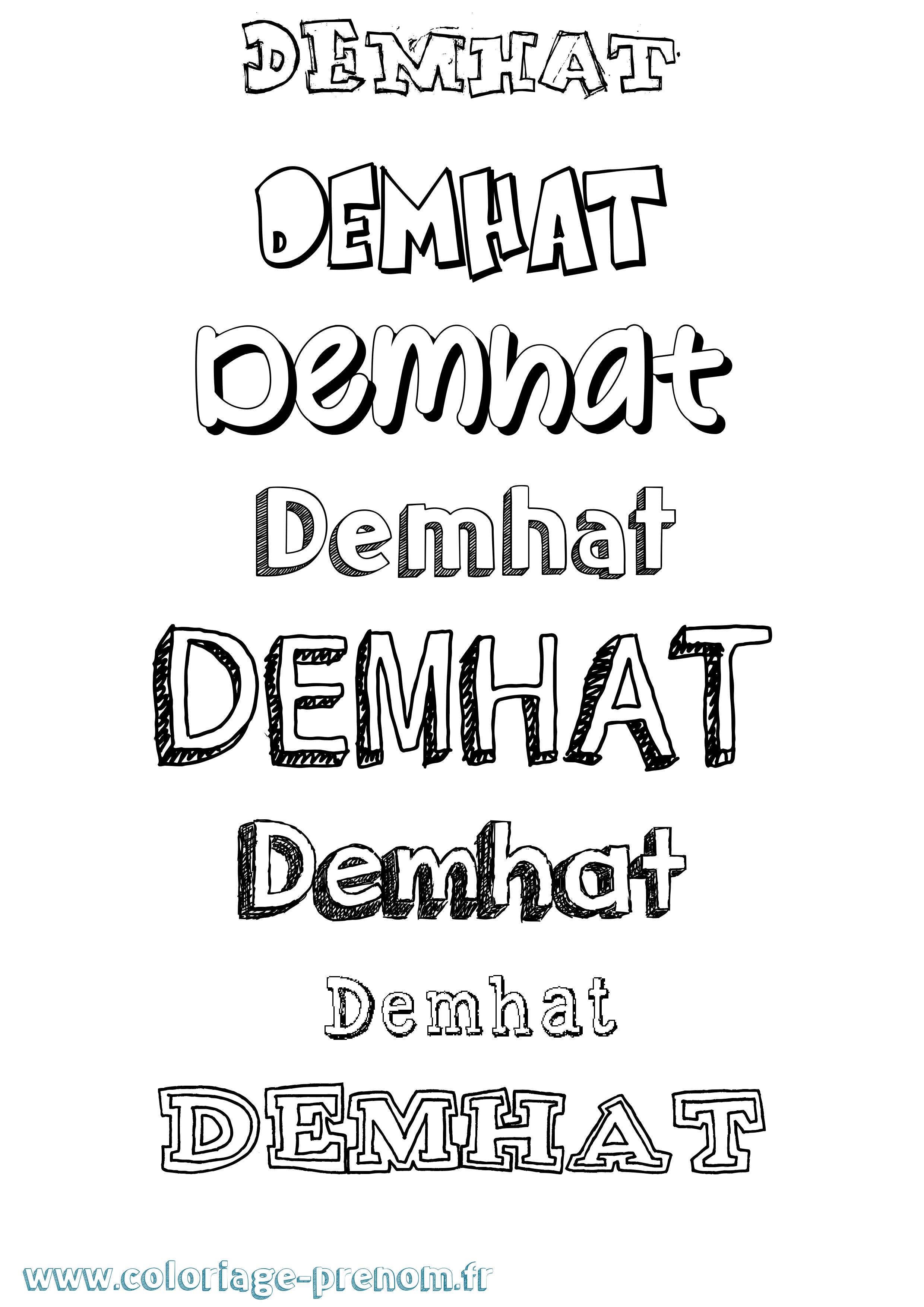 Coloriage Demhat Dessiné Coloriage prénom Demhat Dessiné
