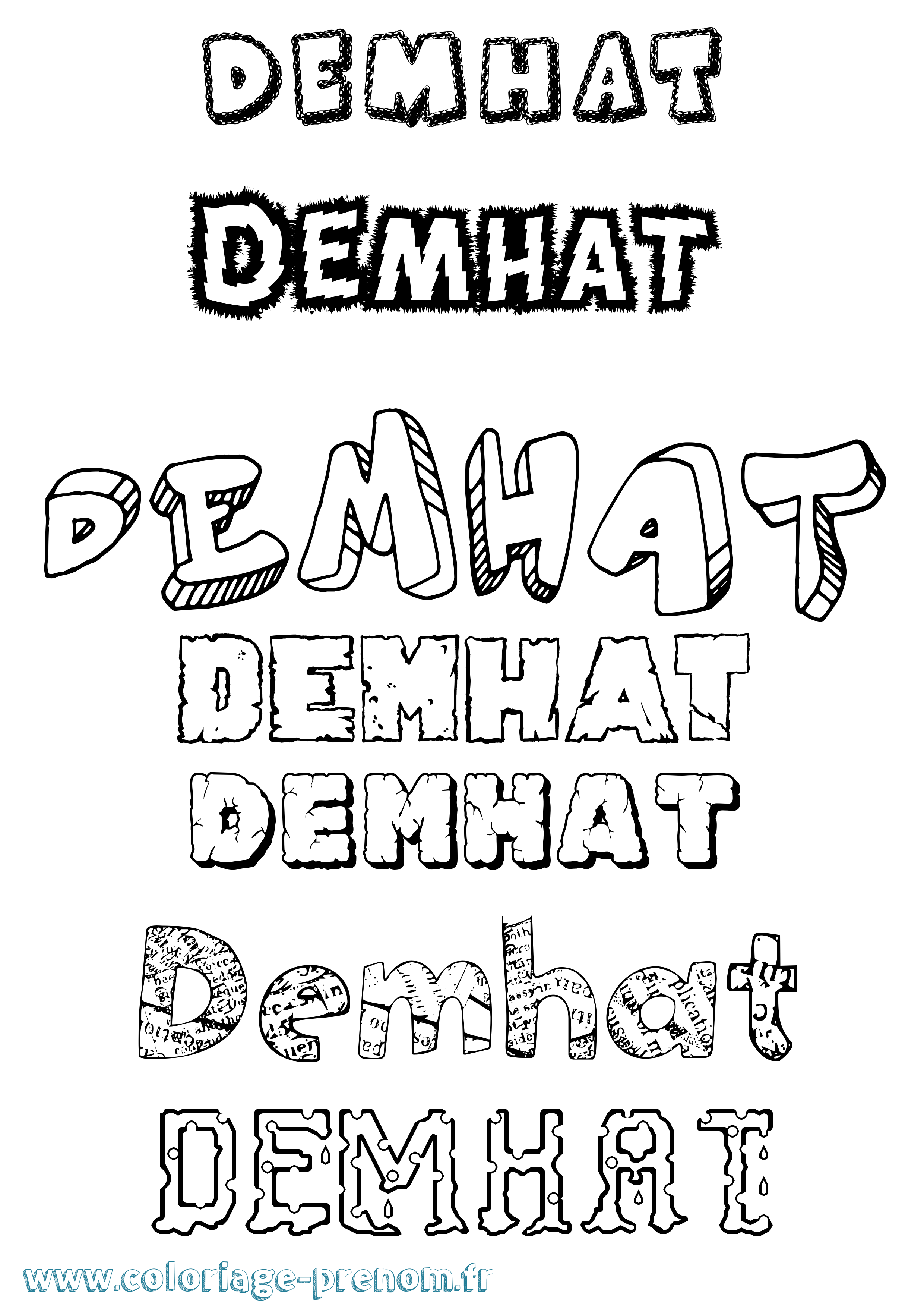 Coloriage Demhat Destructuré Coloriage prénom Demhat Destructuré