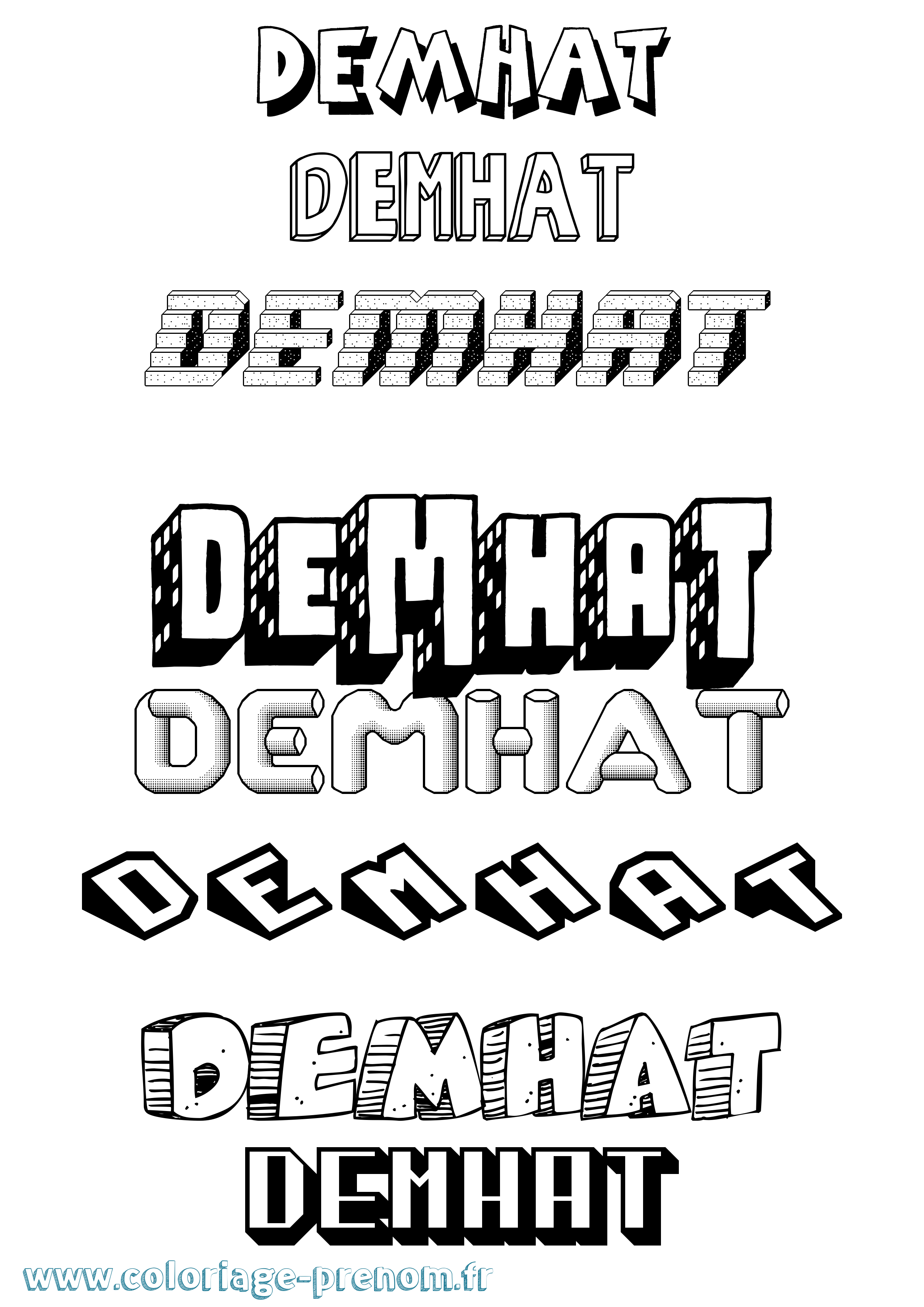 Coloriage Demhat Effet 3D Coloriage prénom Demhat Effet 3D