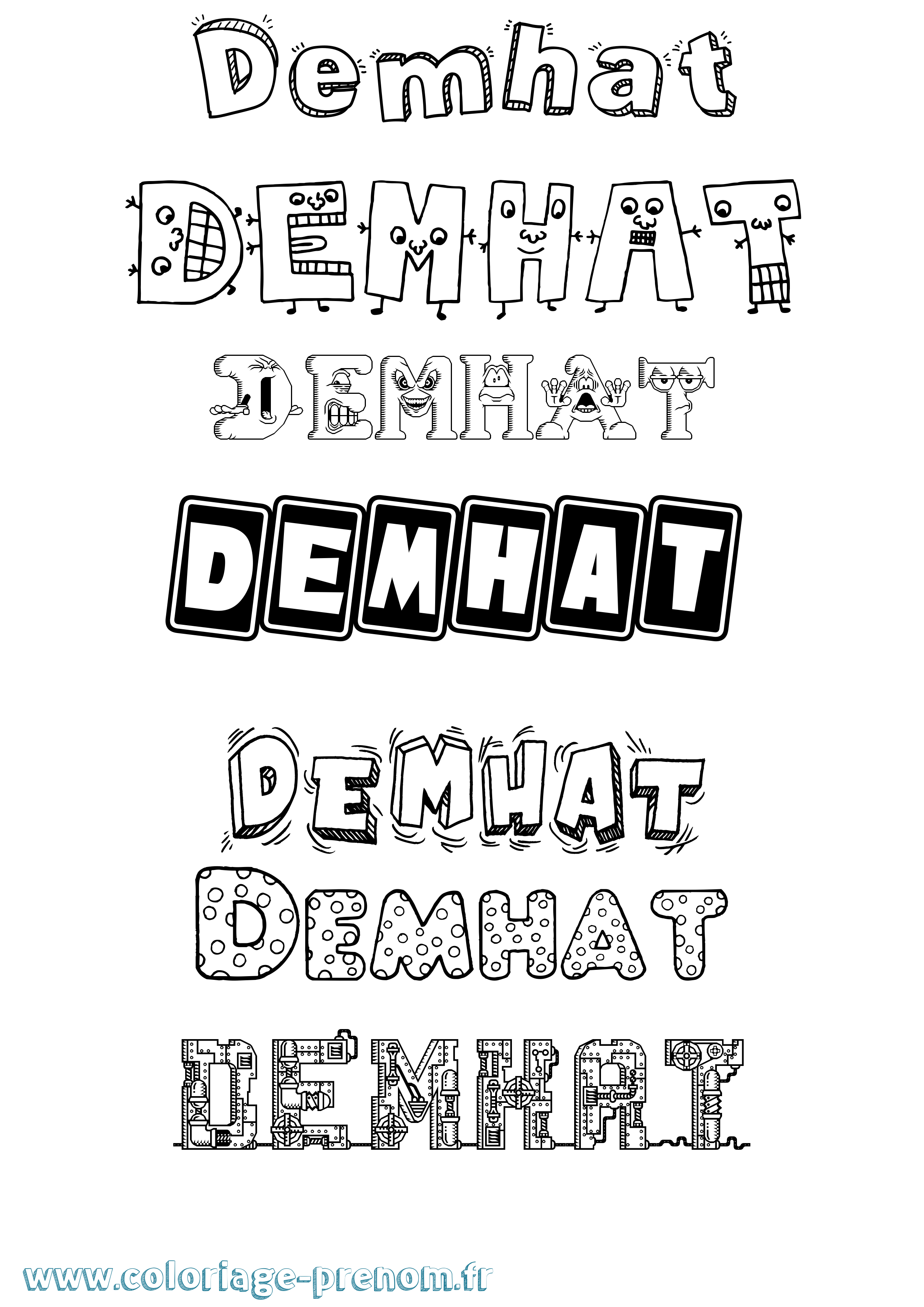 Coloriage Demhat Fun Coloriage prénom Demhat Fun