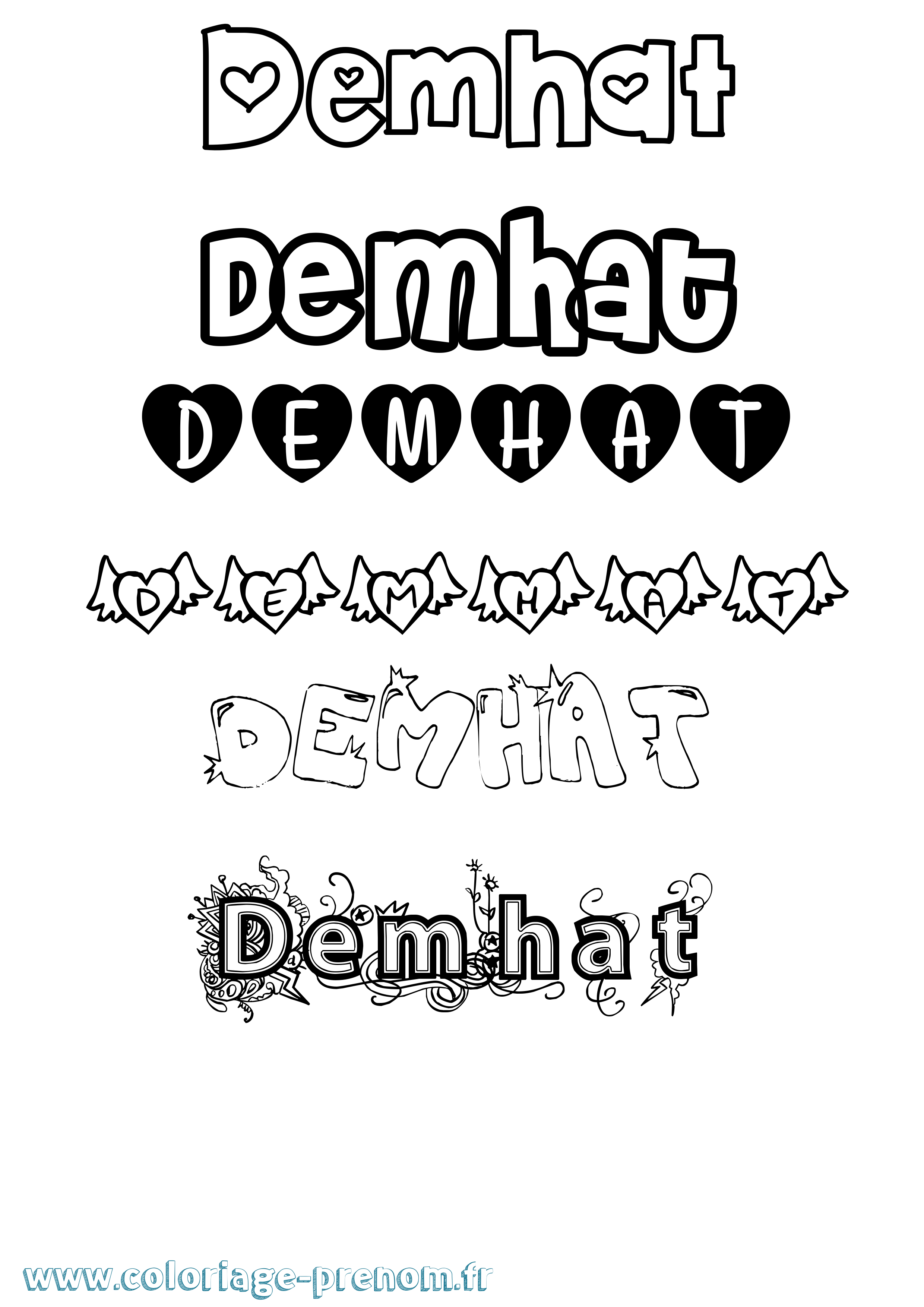 Coloriage Demhat Girly Coloriage prénom Demhat Girly