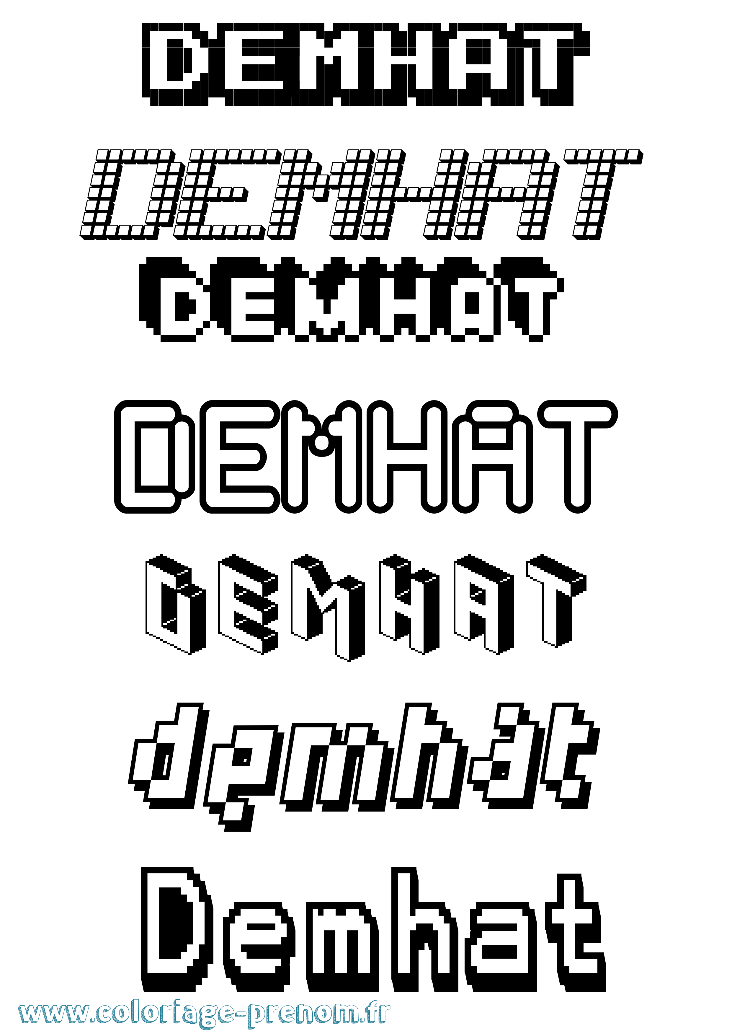 Coloriage Demhat Pixel Coloriage prénom Demhat Pixel