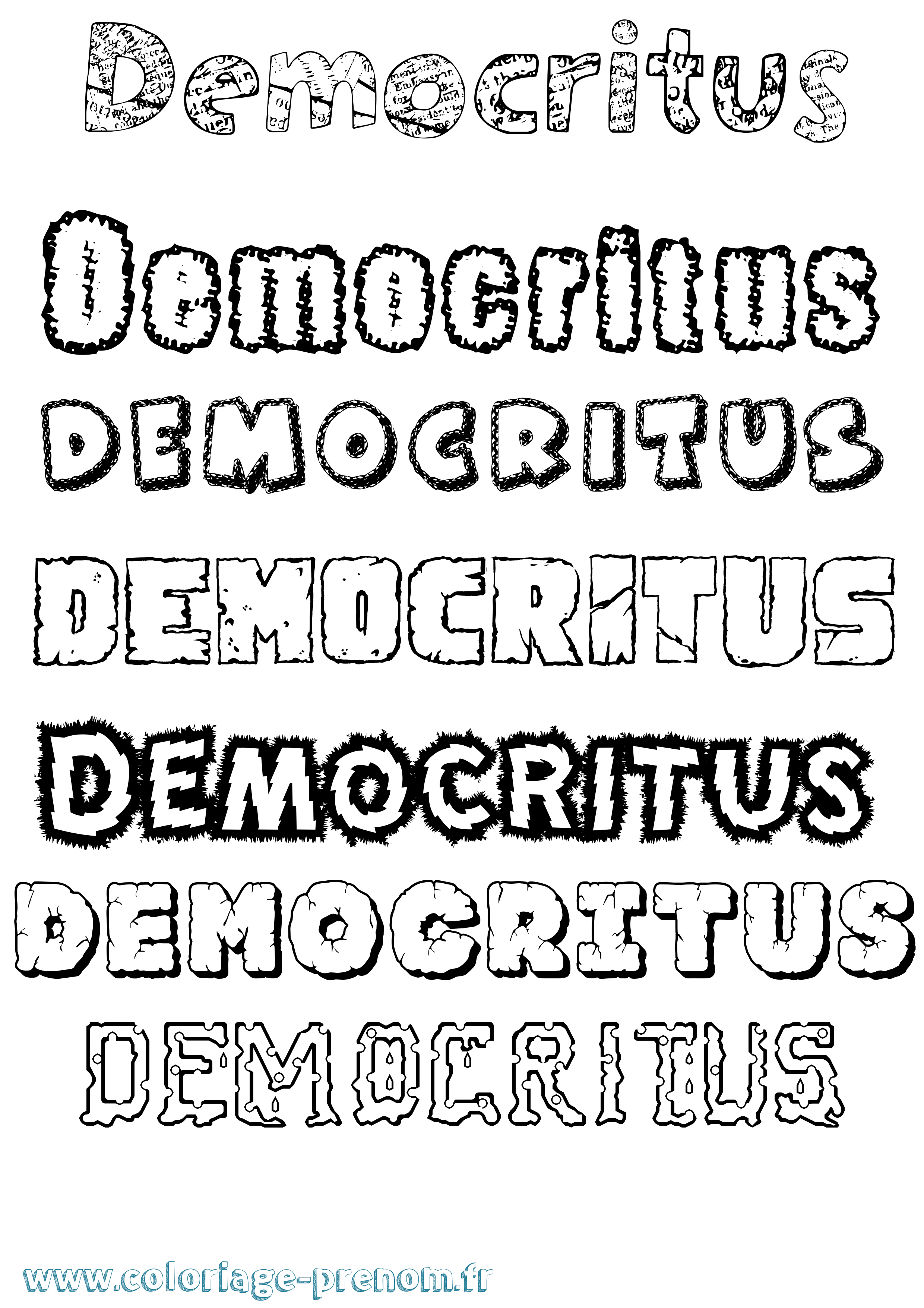 Coloriage Democritus Destructuré Coloriage prénom Democritus Destructuré
