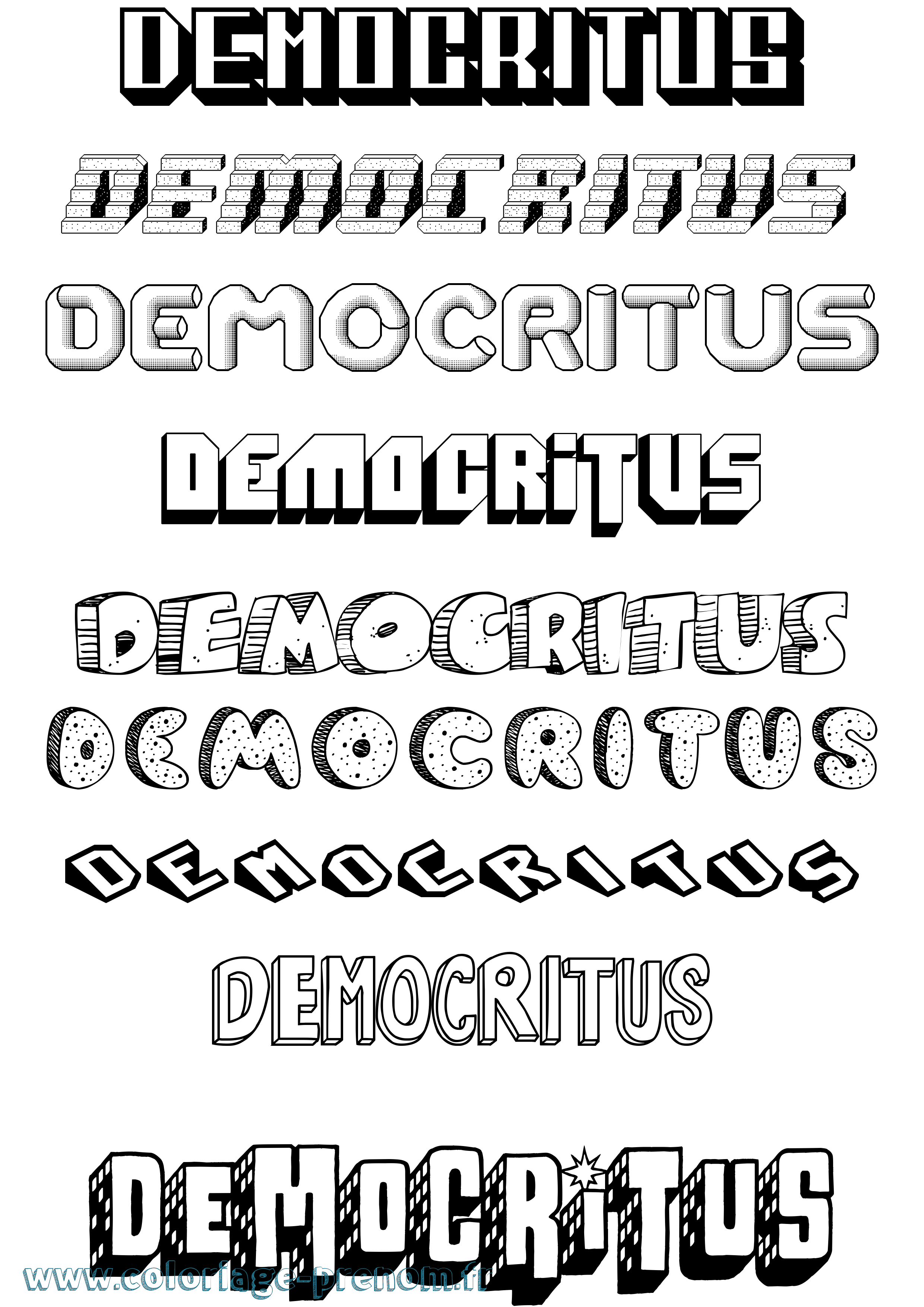 Coloriage Democritus Effet 3D Coloriage prénom Democritus Effet 3D