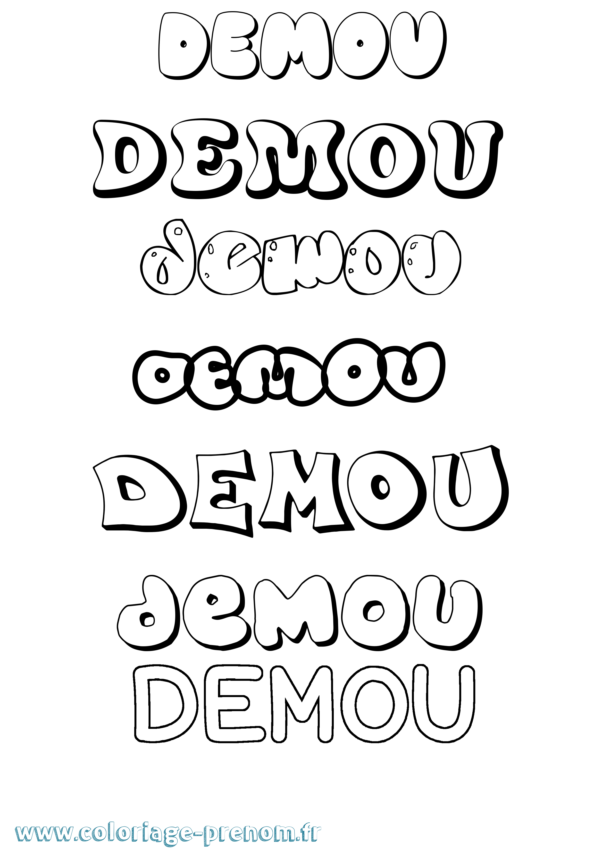 Coloriage Demou Bubble Coloriage prénom Demou Bubble