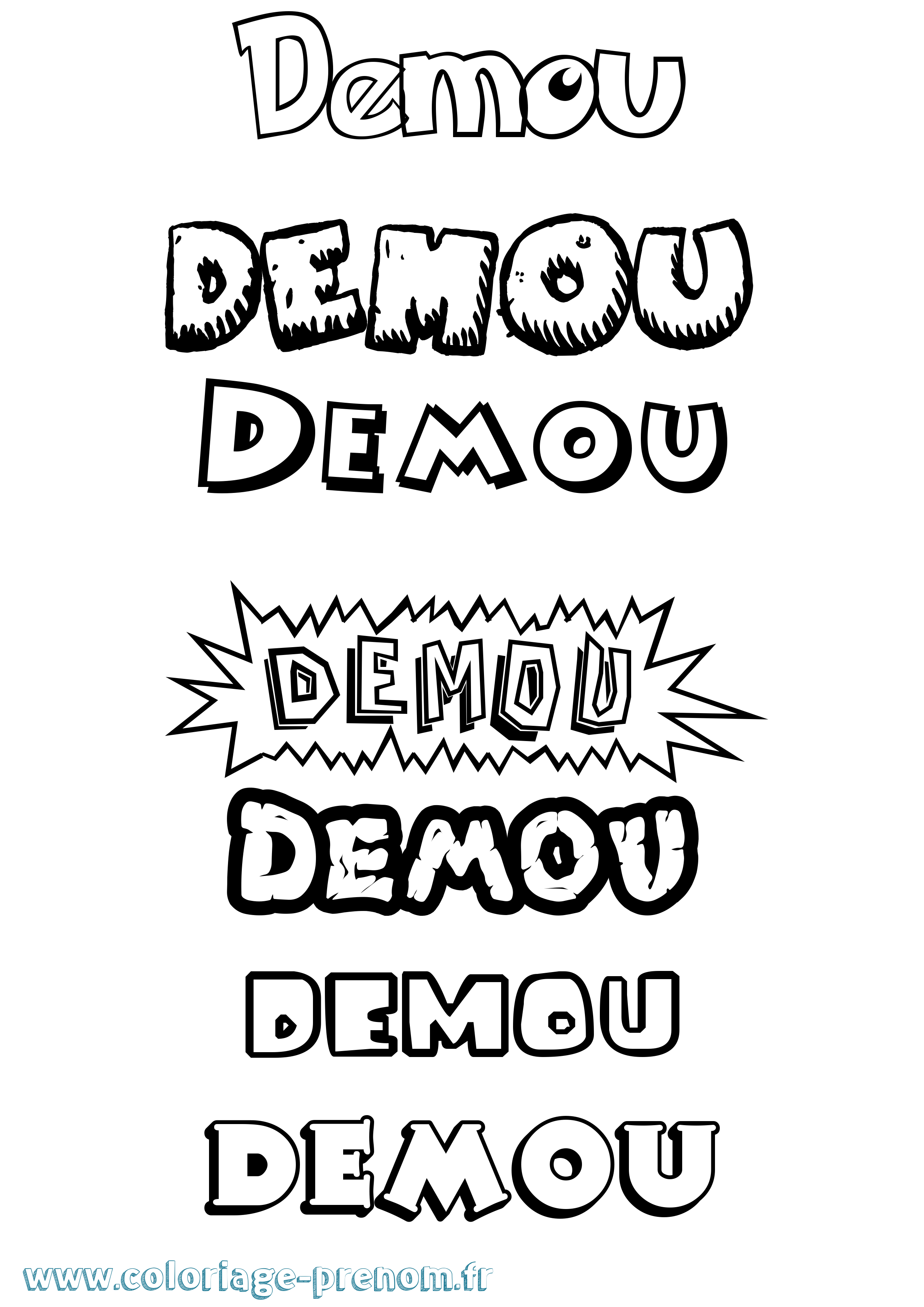 Coloriage Demou Dessin Animé Coloriage prénom Demou Dessin Animé