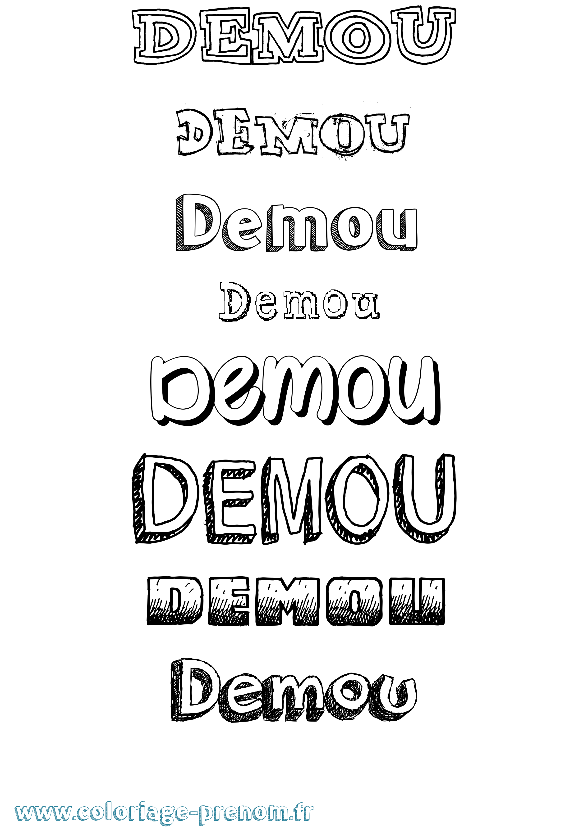 Coloriage Demou Dessiné Coloriage prénom Demou Dessiné