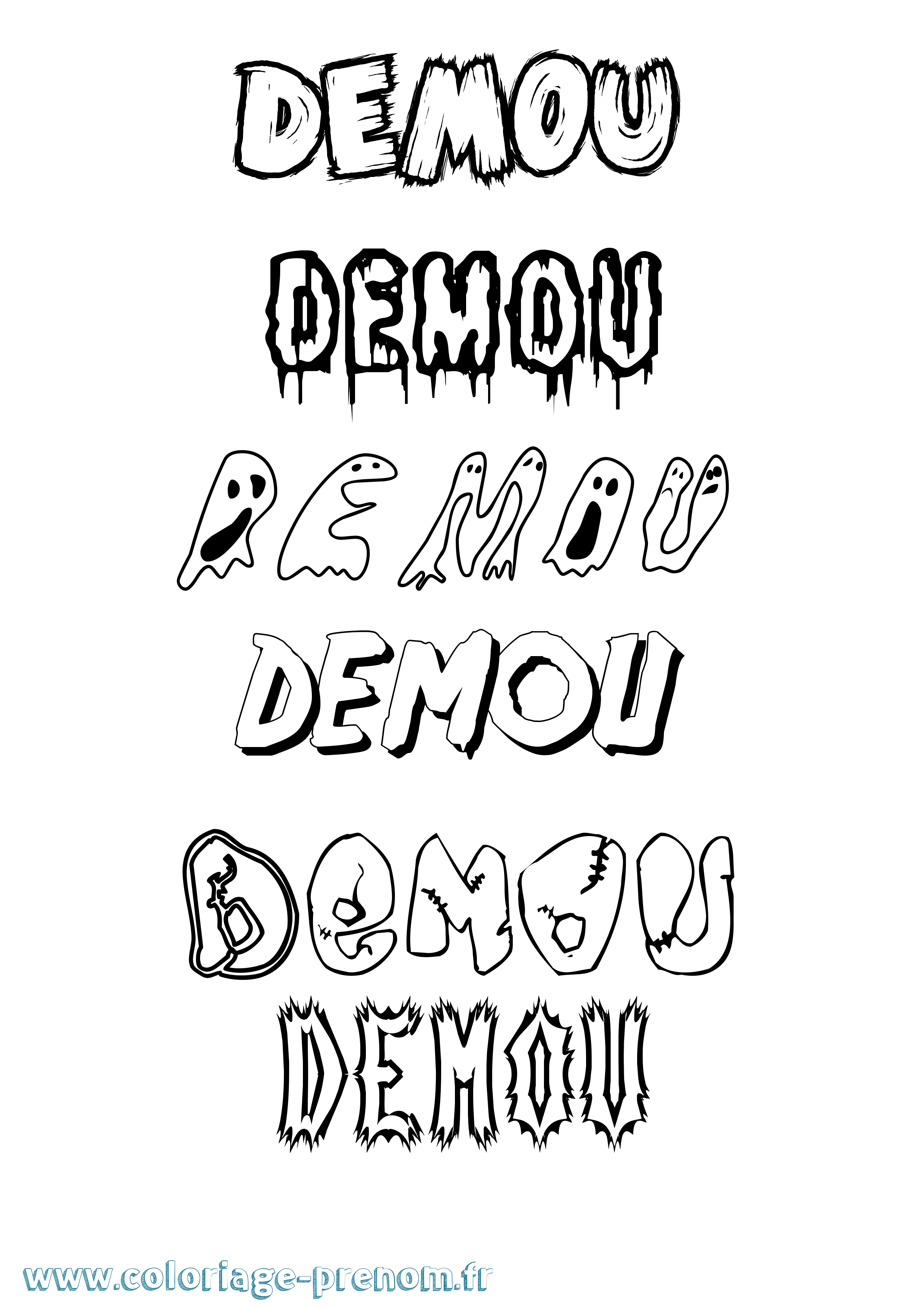 Coloriage Demou Frisson Coloriage prénom Demou Frisson