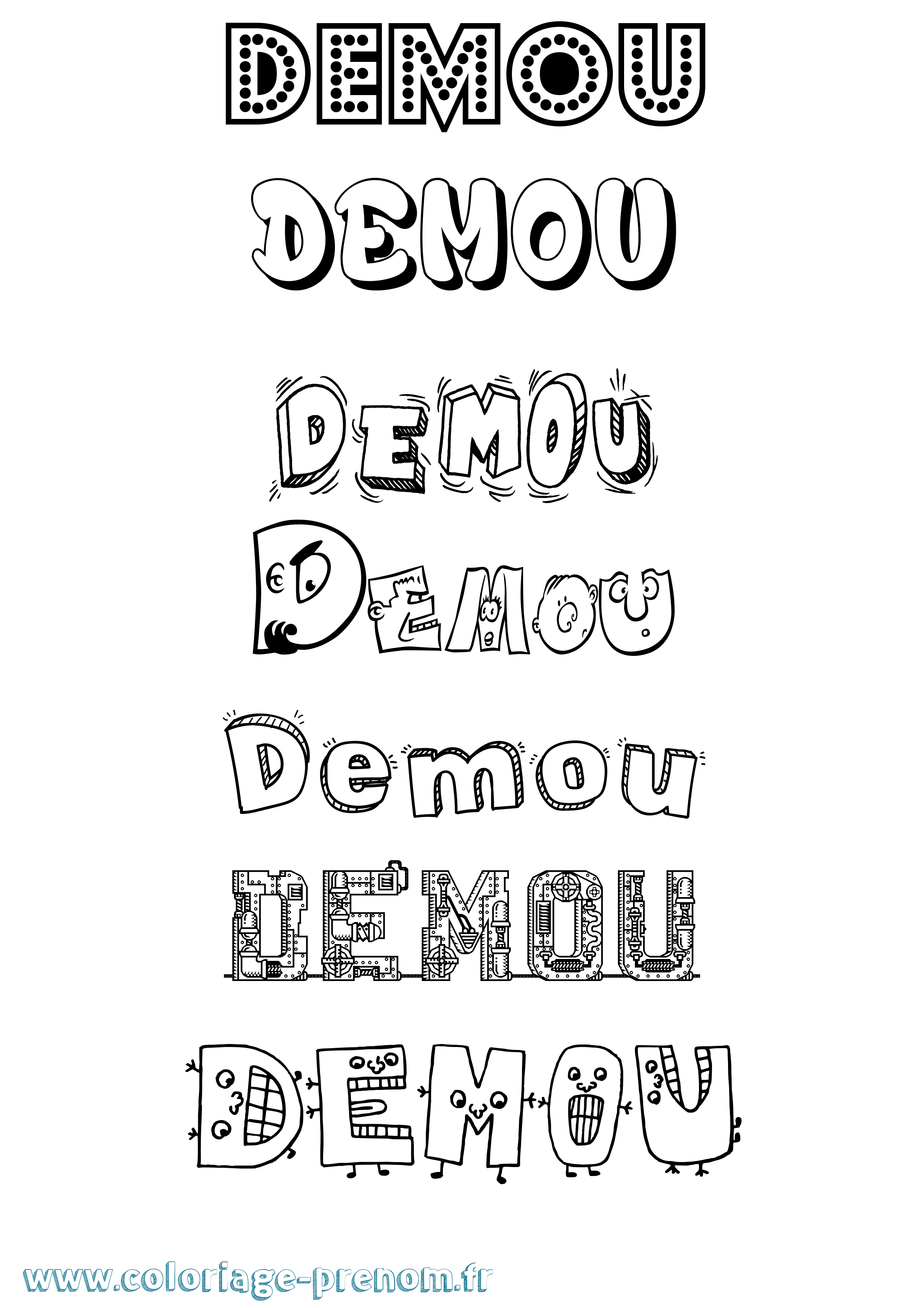 Coloriage Demou Fun Coloriage prénom Demou Fun