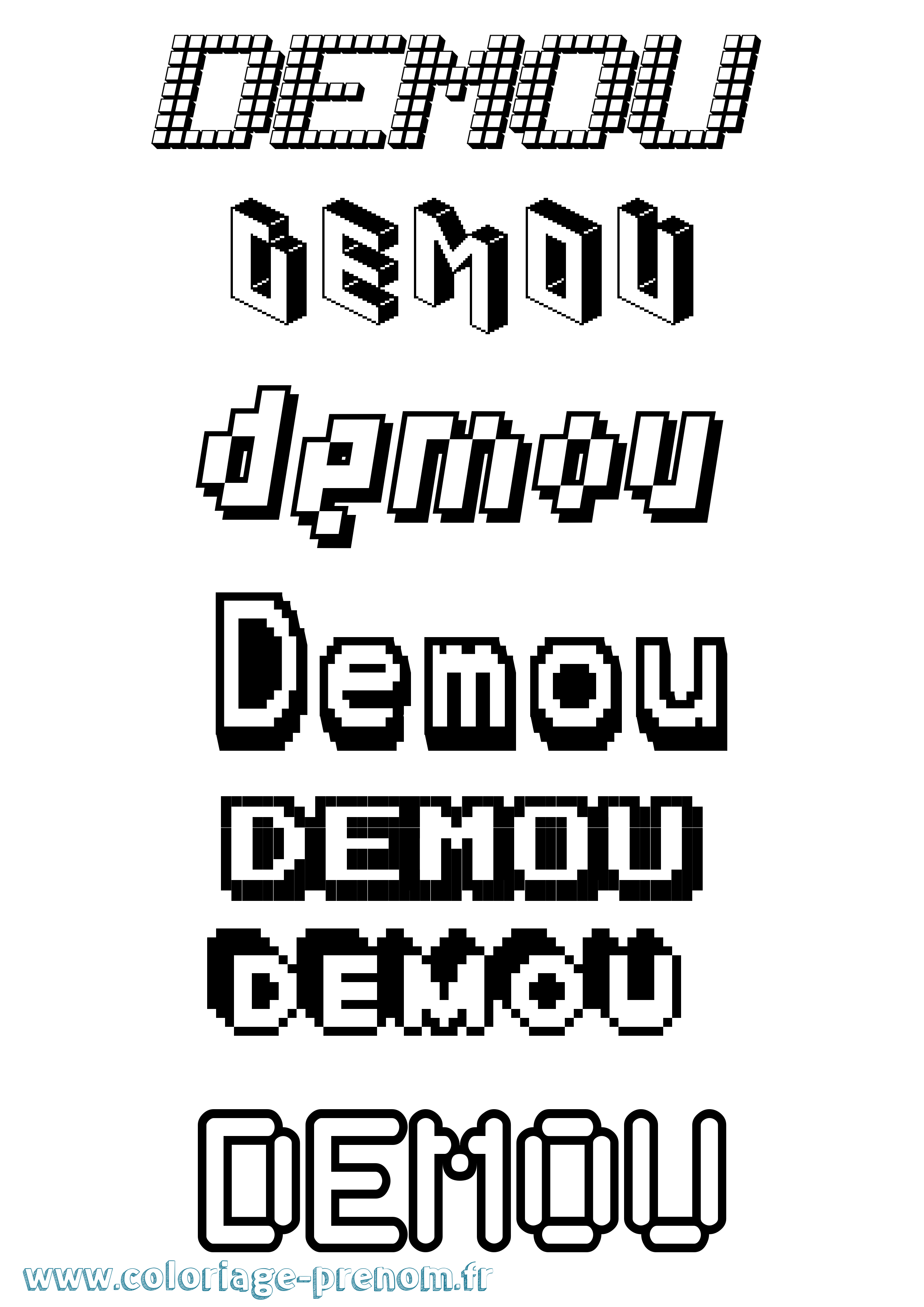 Coloriage Demou Pixel Coloriage prénom Demou Pixel