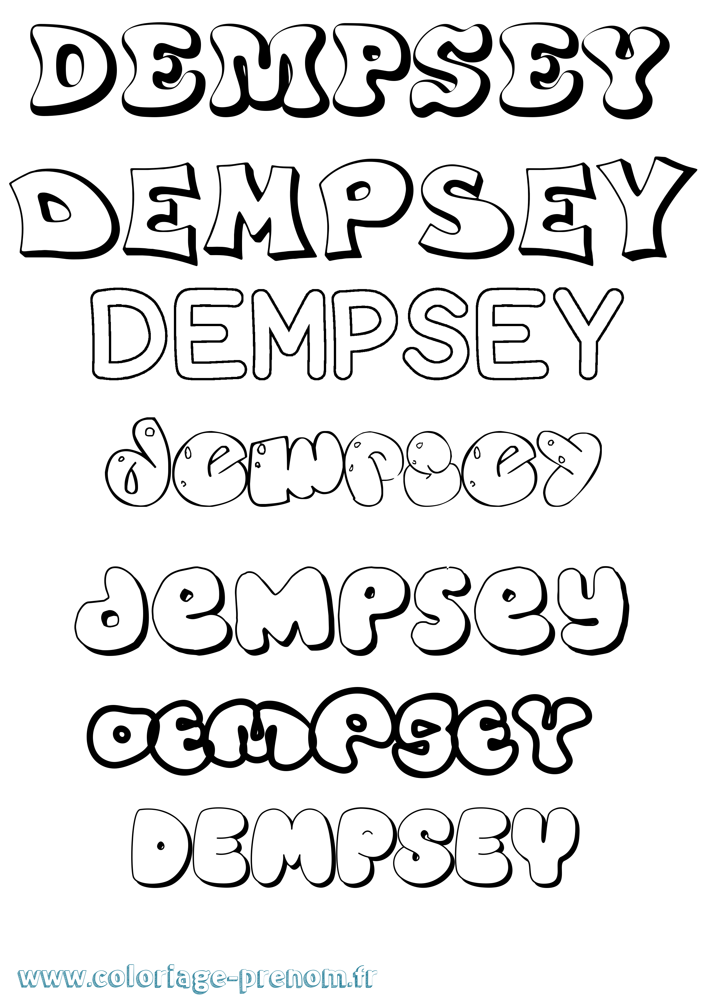 Coloriage Dempsey Bubble Coloriage prénom Dempsey Bubble