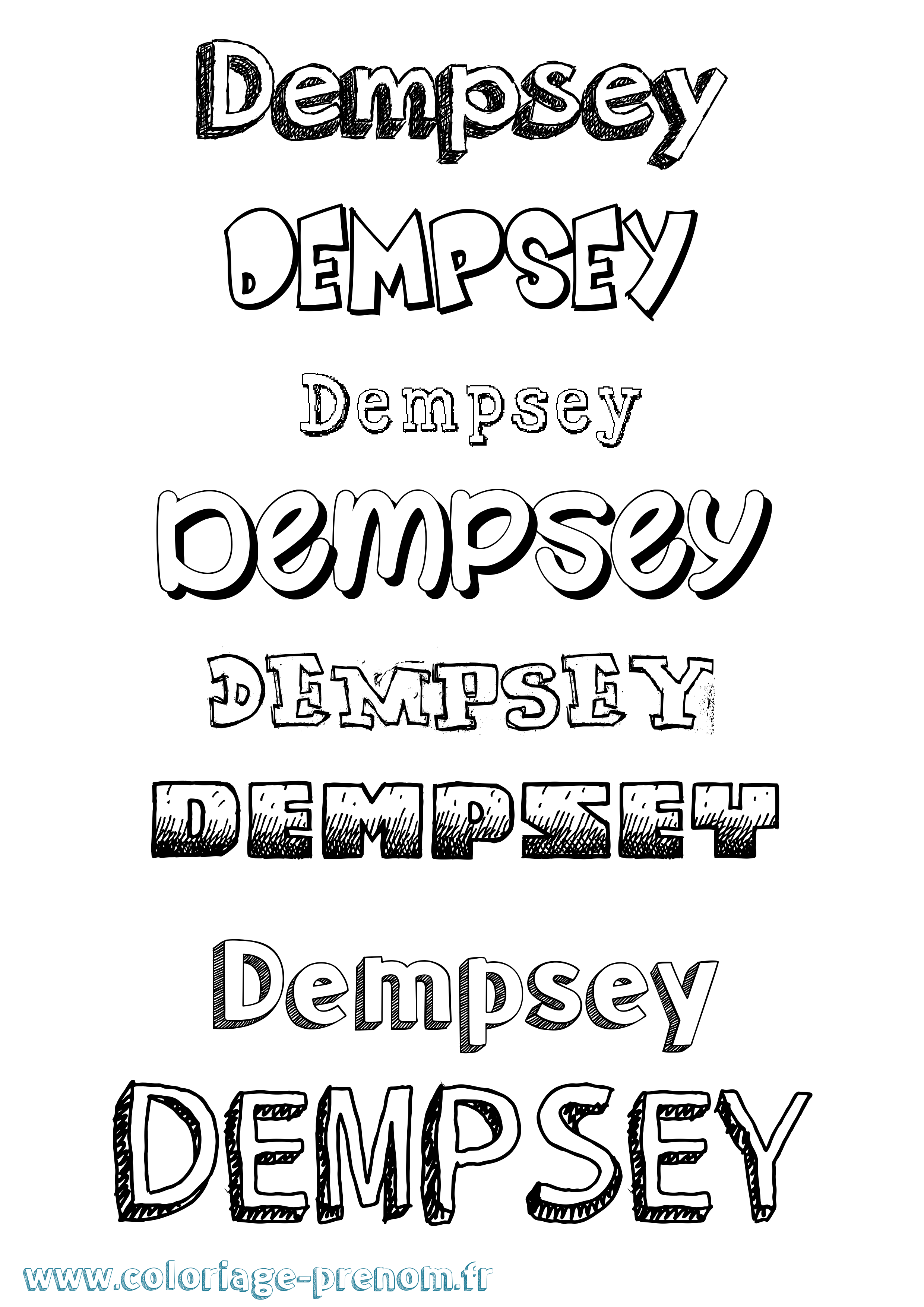 Coloriage Dempsey Dessiné Coloriage prénom Dempsey Dessiné