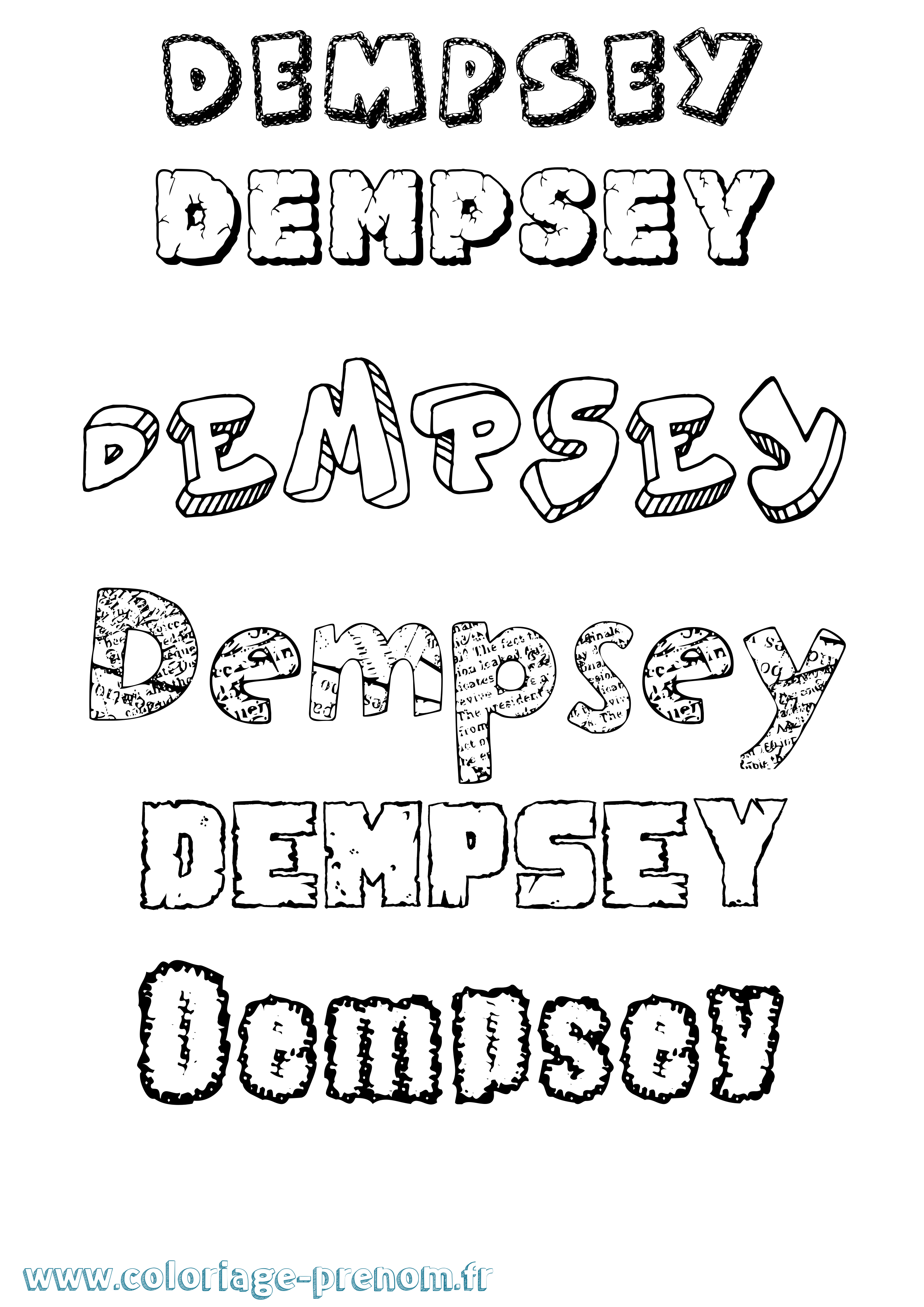 Coloriage Dempsey Destructuré Coloriage prénom Dempsey Destructuré