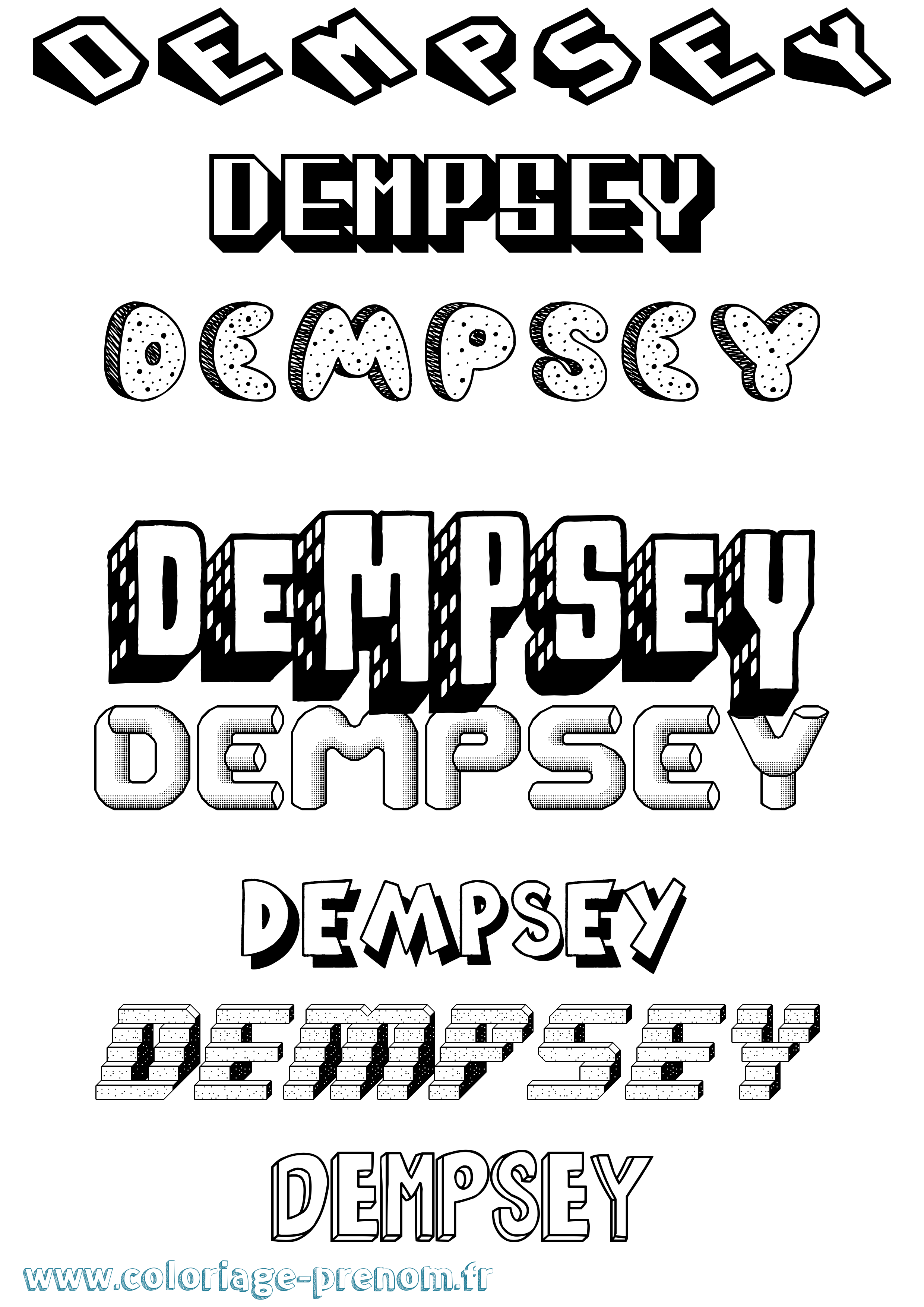 Coloriage Dempsey Effet 3D Coloriage prénom Dempsey Effet 3D