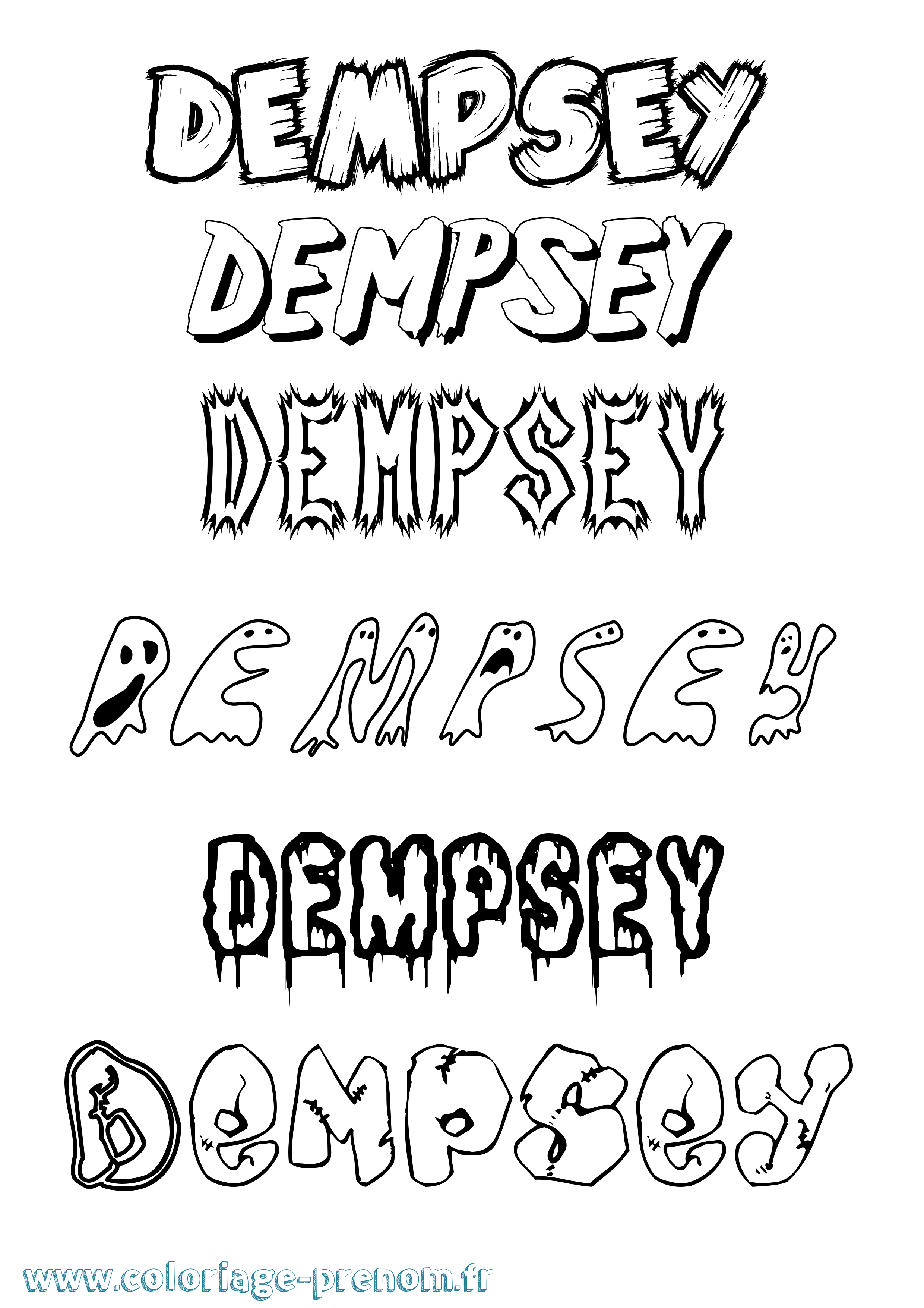 Coloriage Dempsey Frisson Coloriage prénom Dempsey Frisson