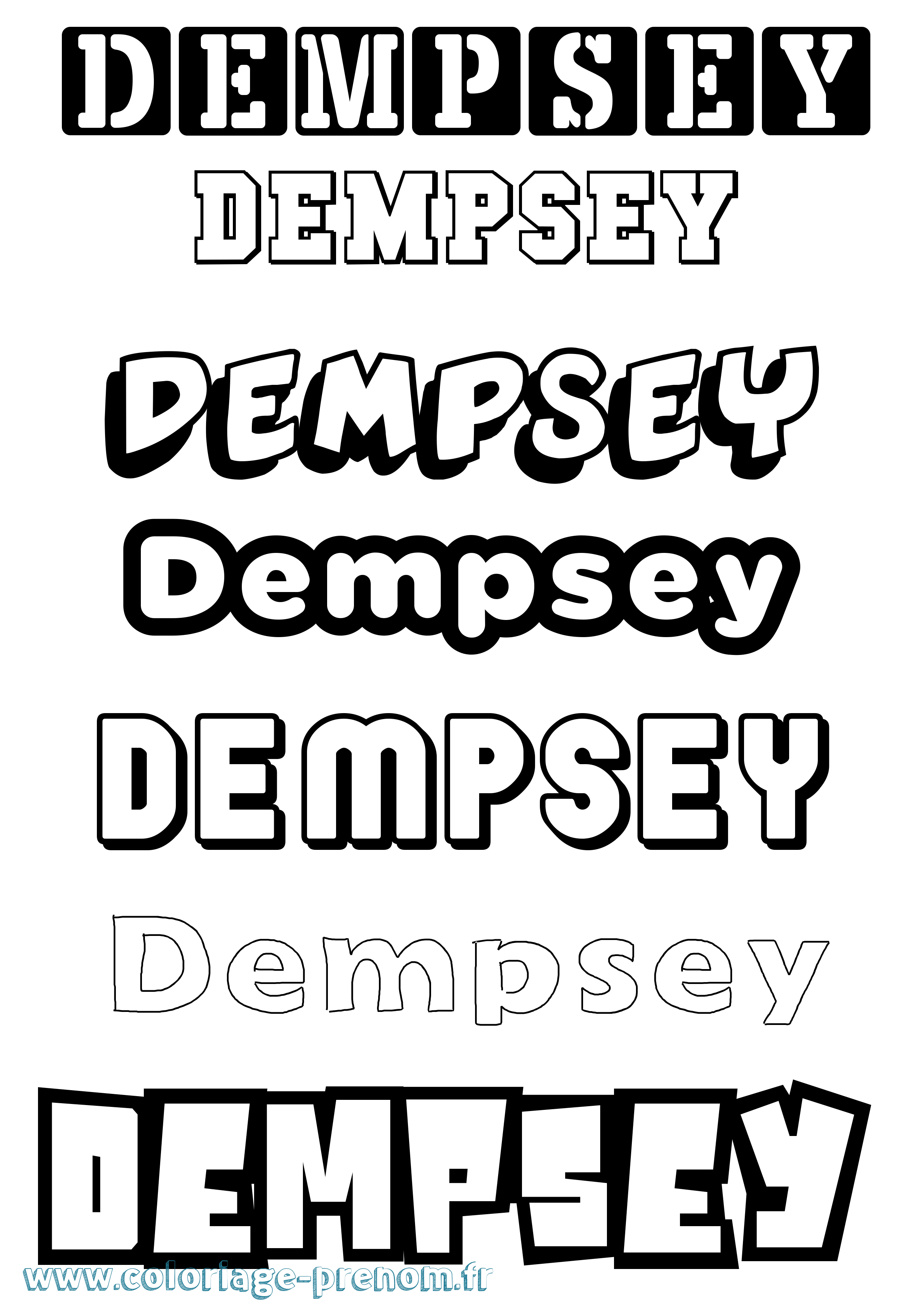 Coloriage Dempsey Simple Coloriage prénom Dempsey Simple