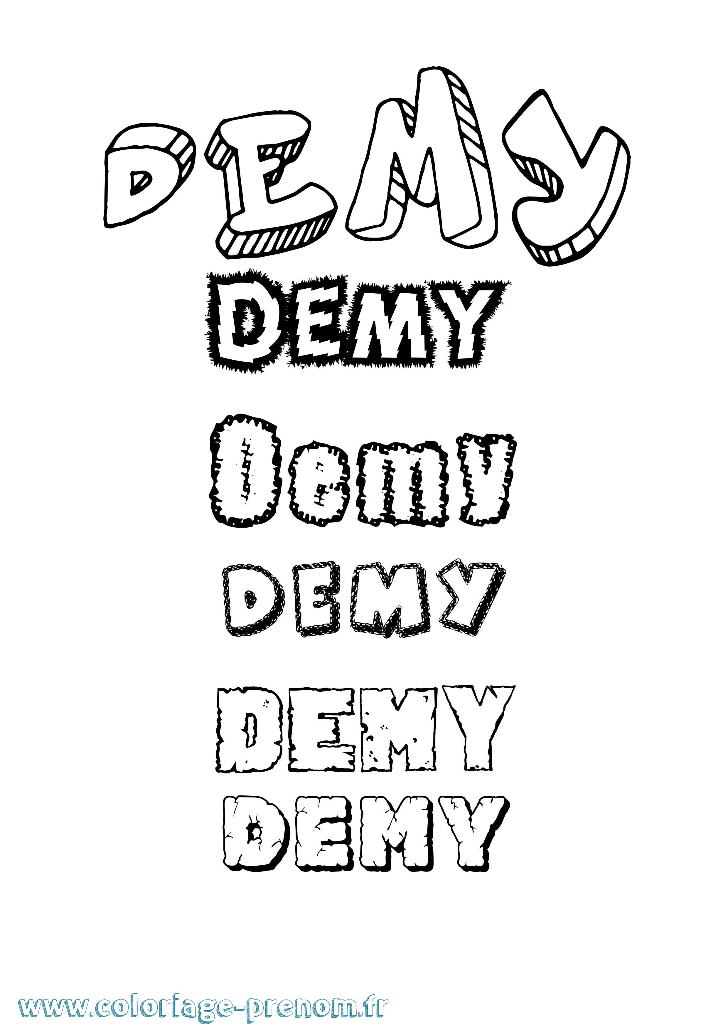 Coloriage Demy Destructuré Coloriage prénom Demy Destructuré
