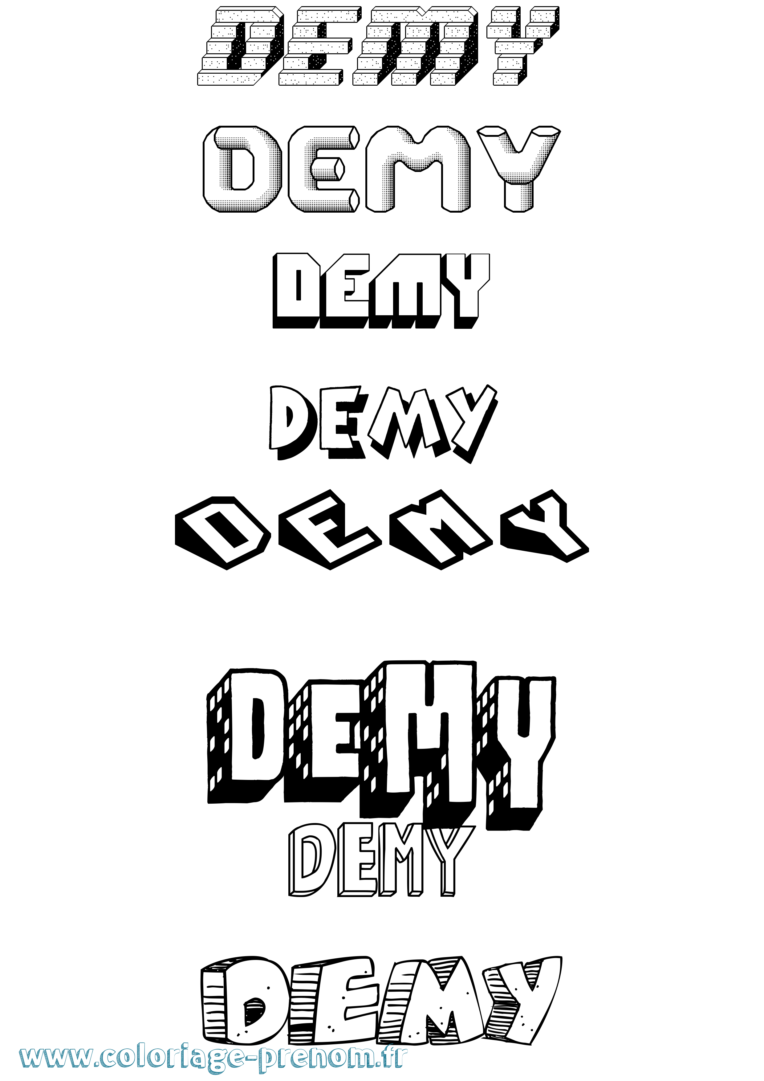 Coloriage Demy Effet 3D Coloriage prénom Demy Effet 3D