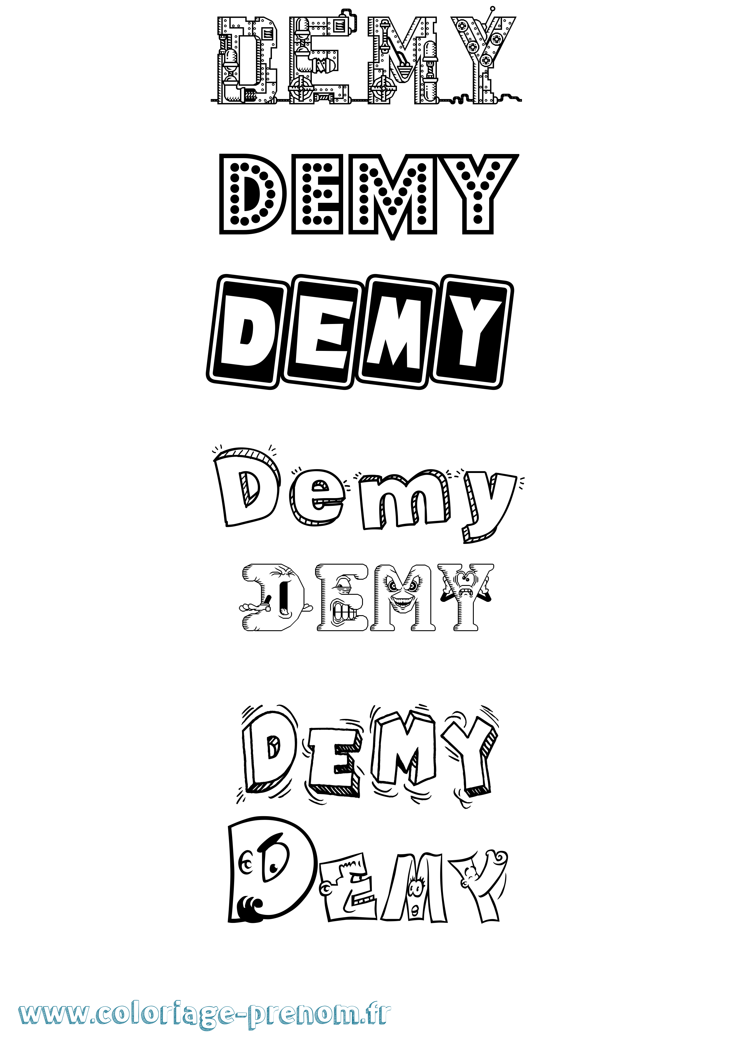 Coloriage Demy Fun Coloriage prénom Demy Fun