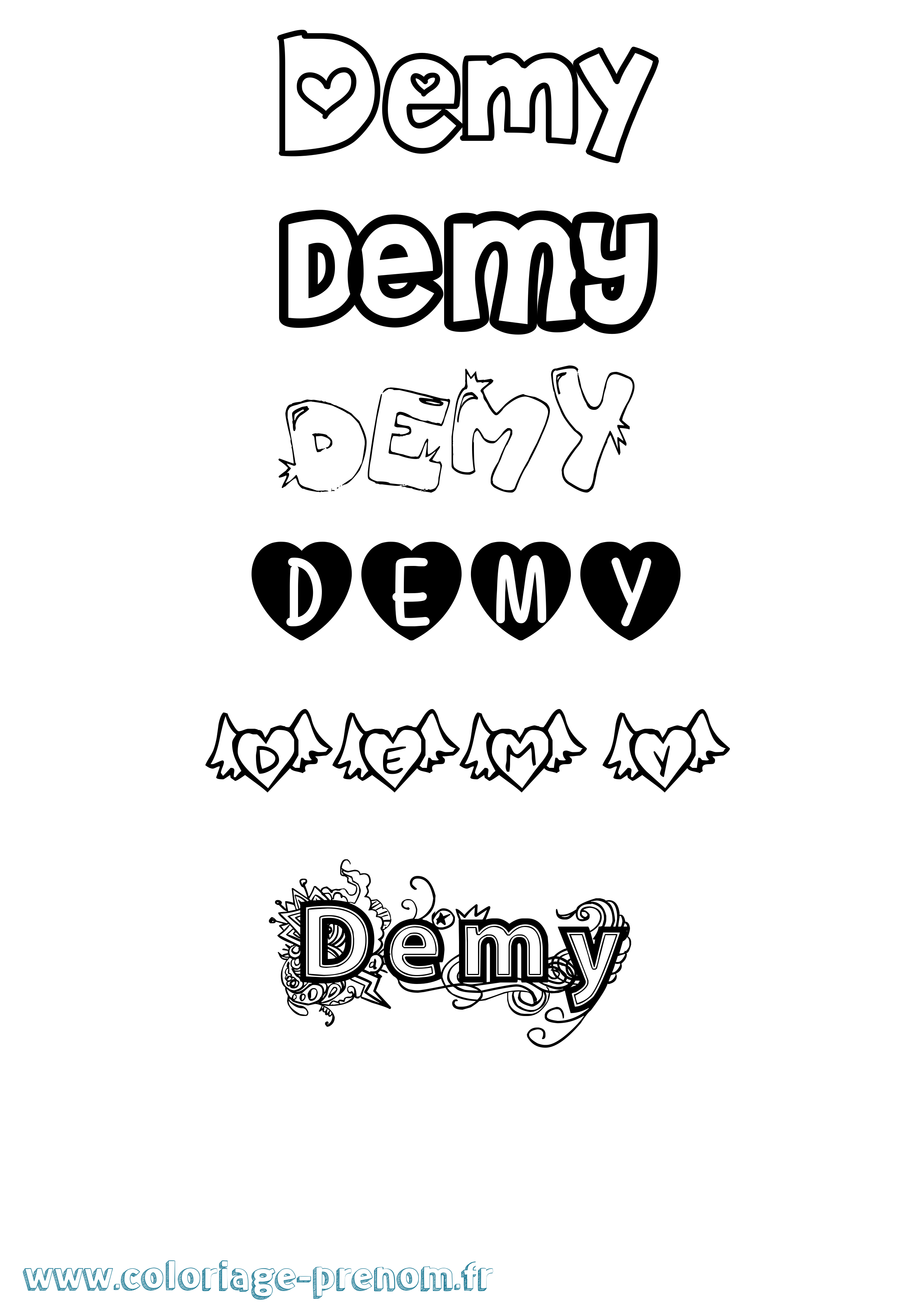 Coloriage Demy Girly Coloriage prénom Demy Girly