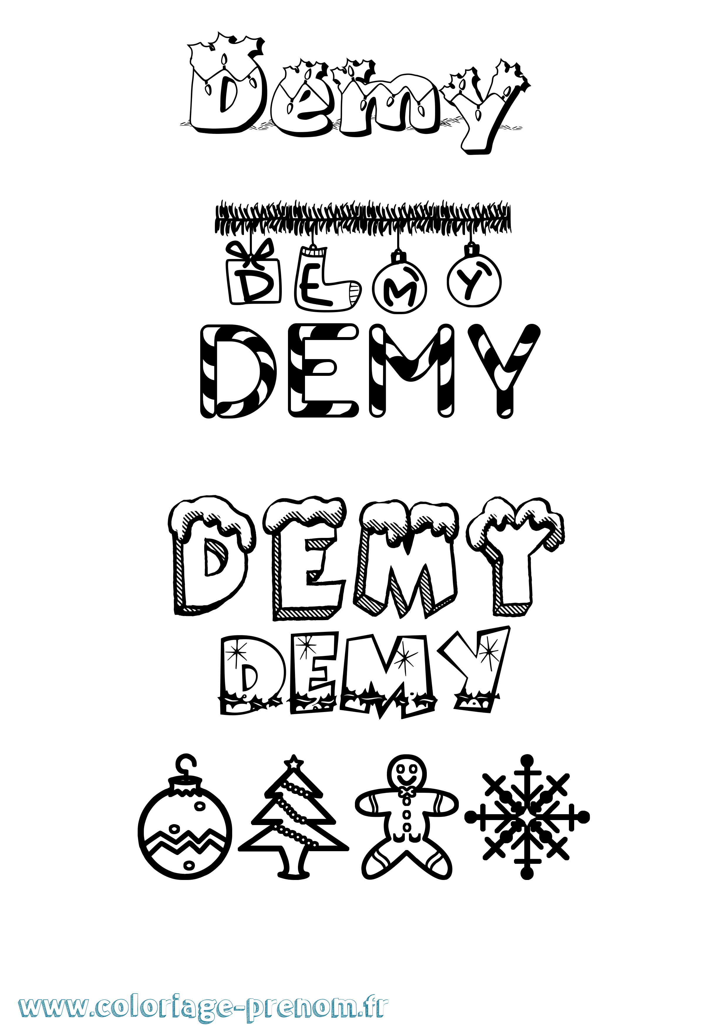 Coloriage Demy Noël Coloriage prénom Demy Noël