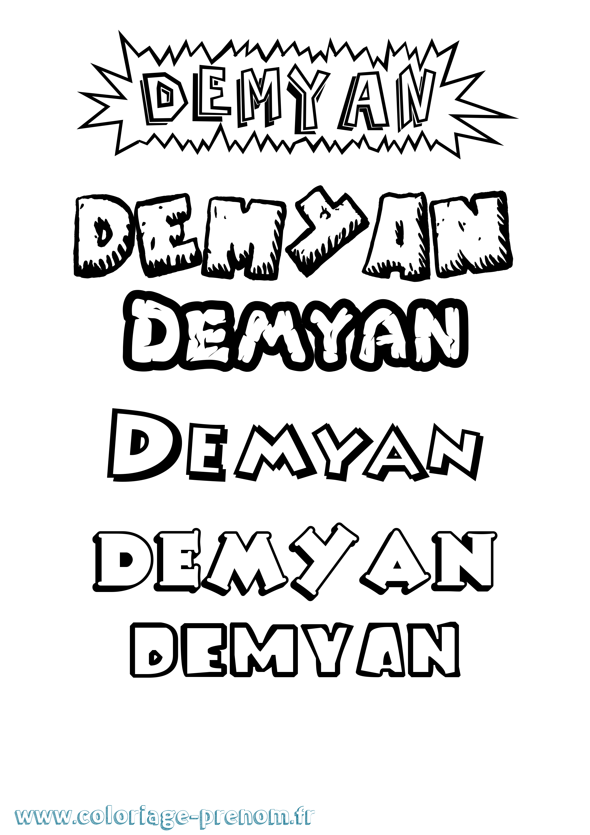 Coloriage Demyan Dessin Animé Coloriage prénom Demyan Dessin Animé