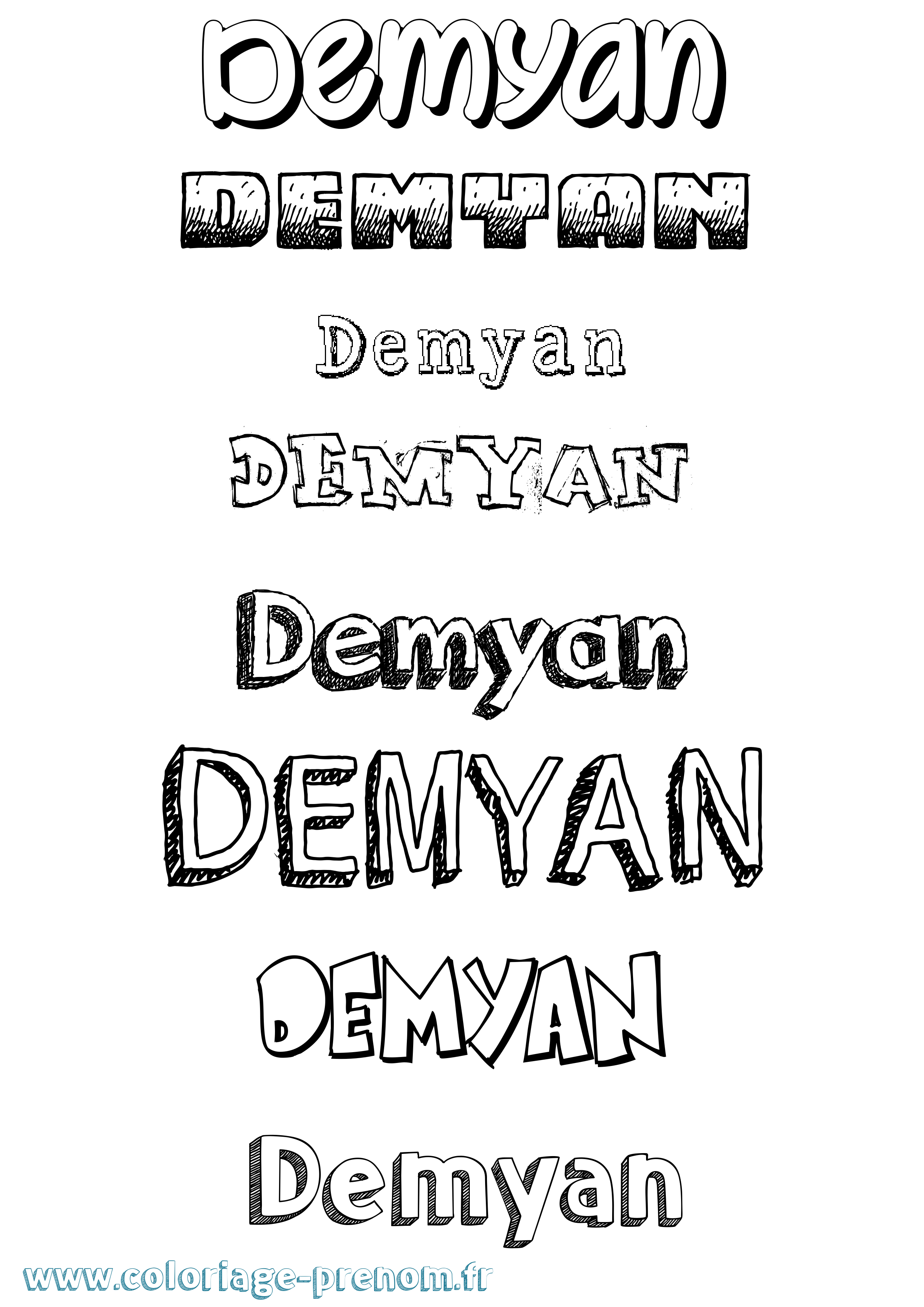 Coloriage Demyan Dessiné Coloriage prénom Demyan Dessiné