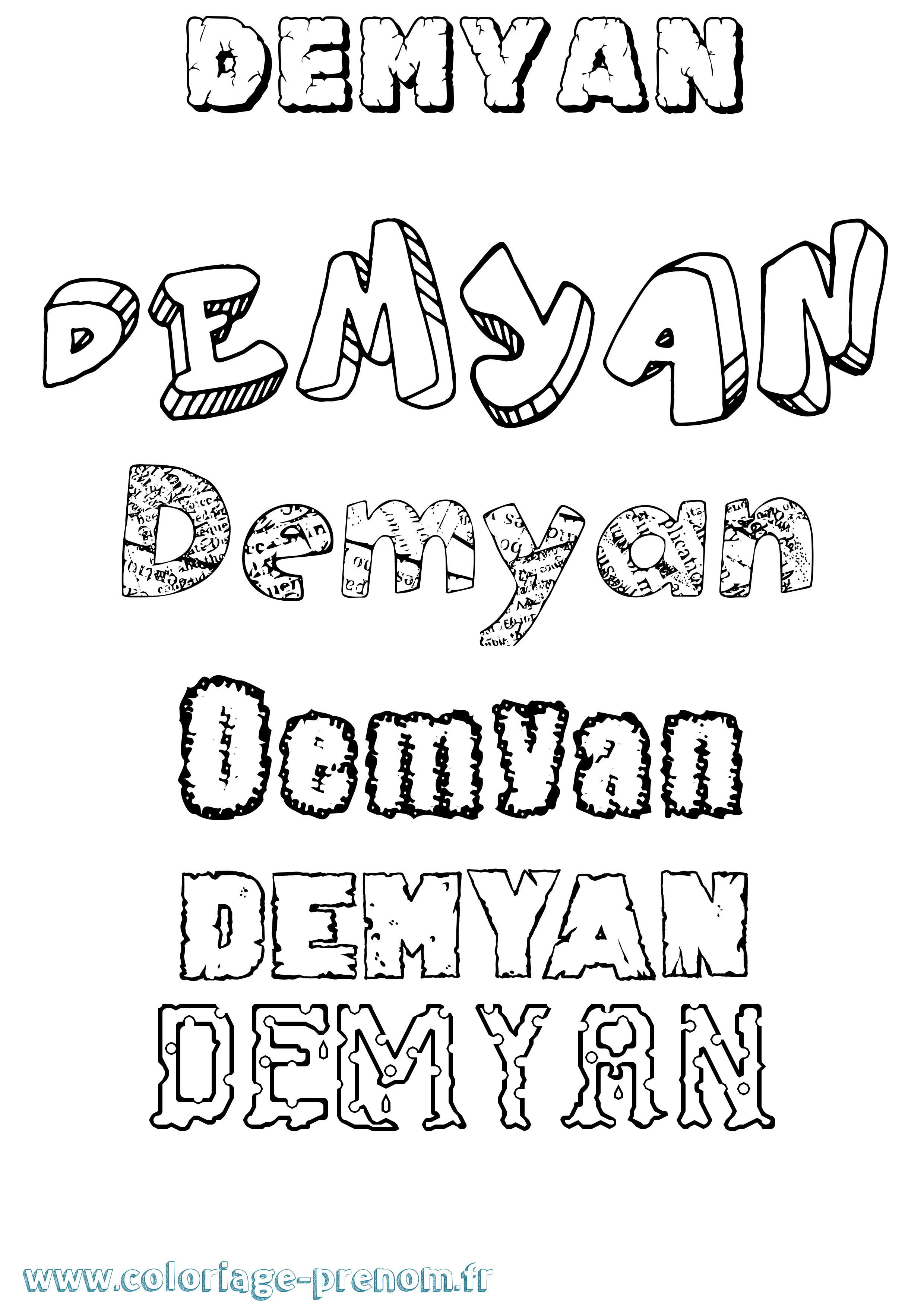 Coloriage Demyan Destructuré Coloriage prénom Demyan Destructuré