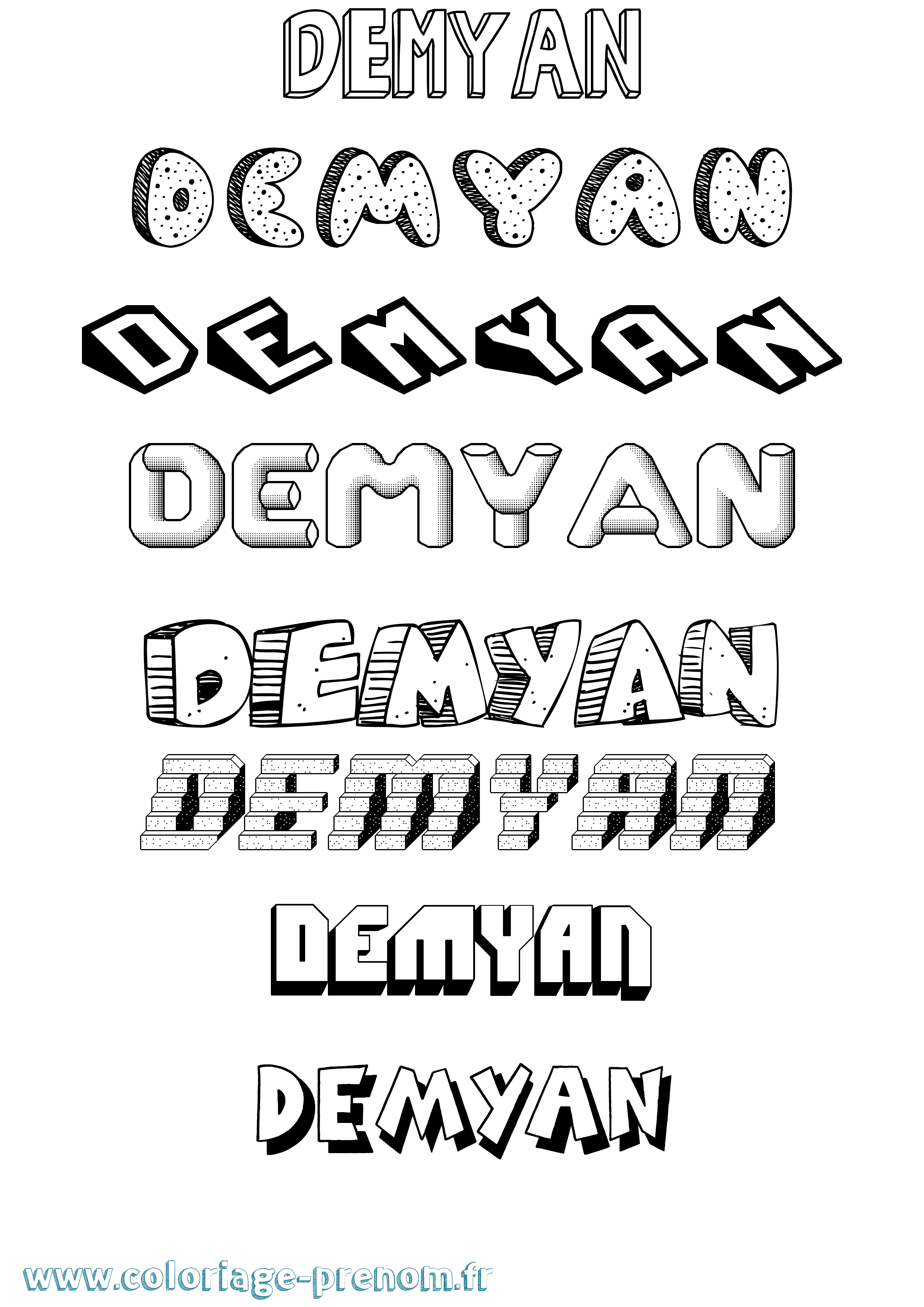 Coloriage Demyan Effet 3D Coloriage prénom Demyan Effet 3D