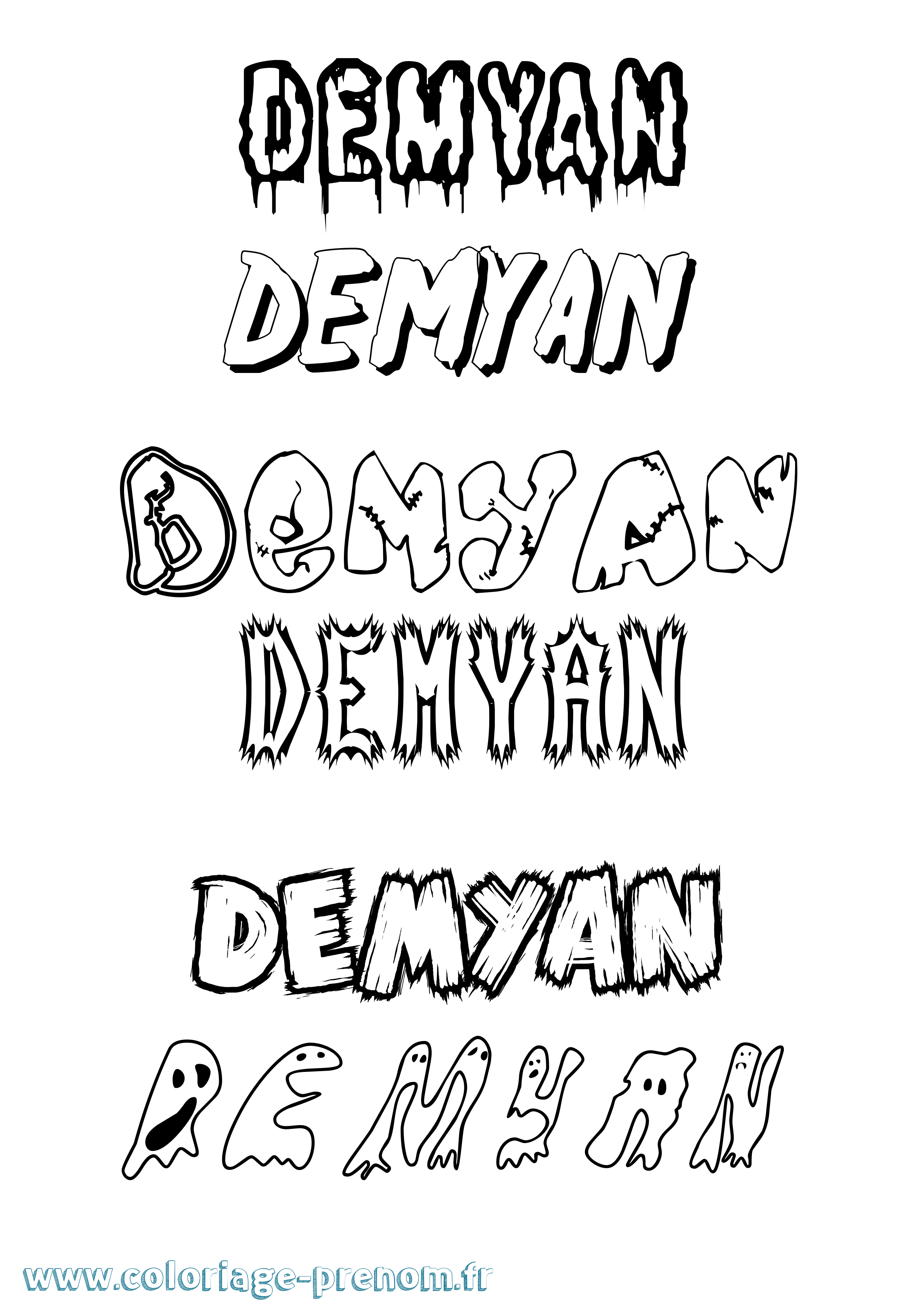 Coloriage Demyan Frisson Coloriage prénom Demyan Frisson
