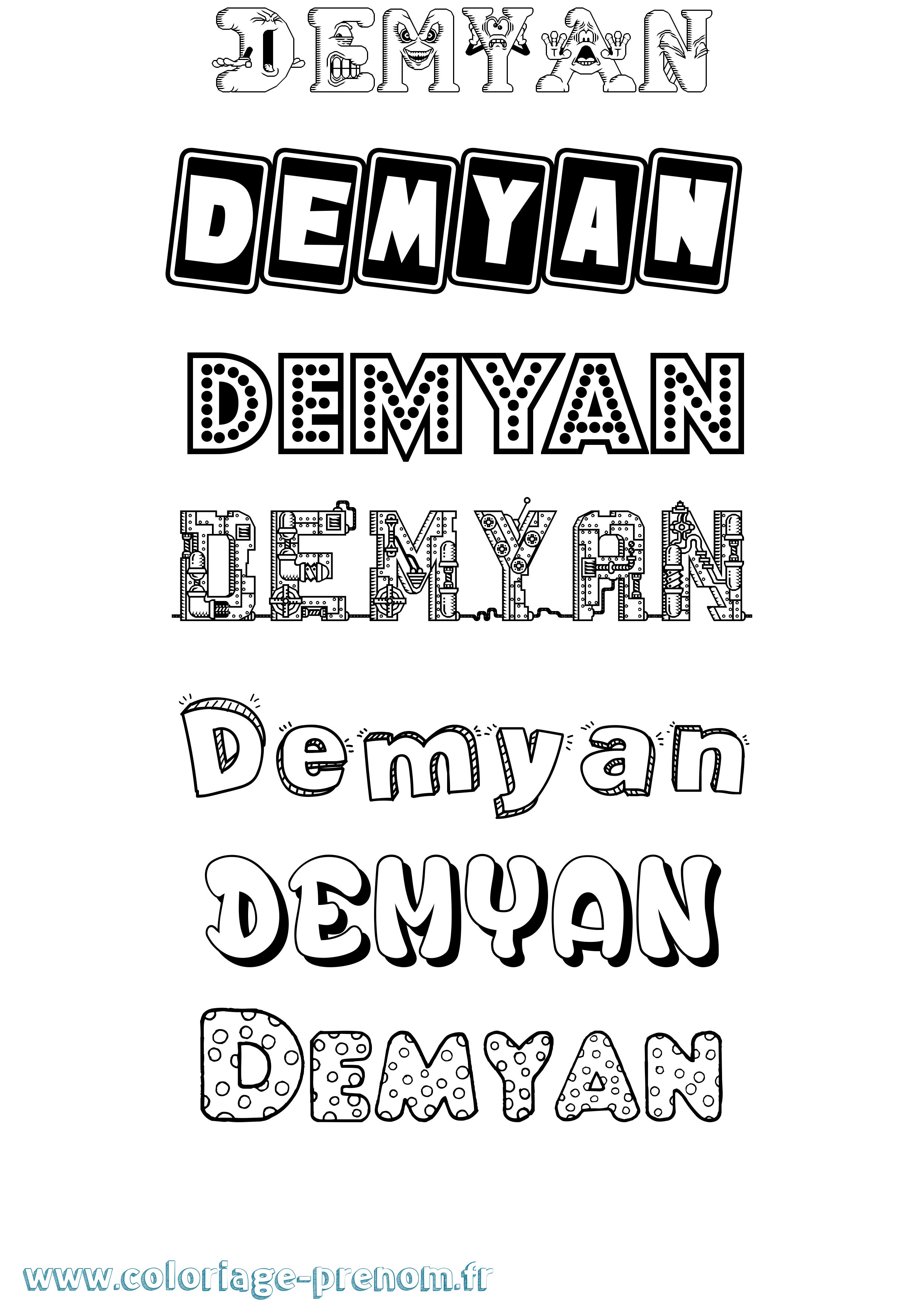 Coloriage Demyan Fun Coloriage prénom Demyan Fun