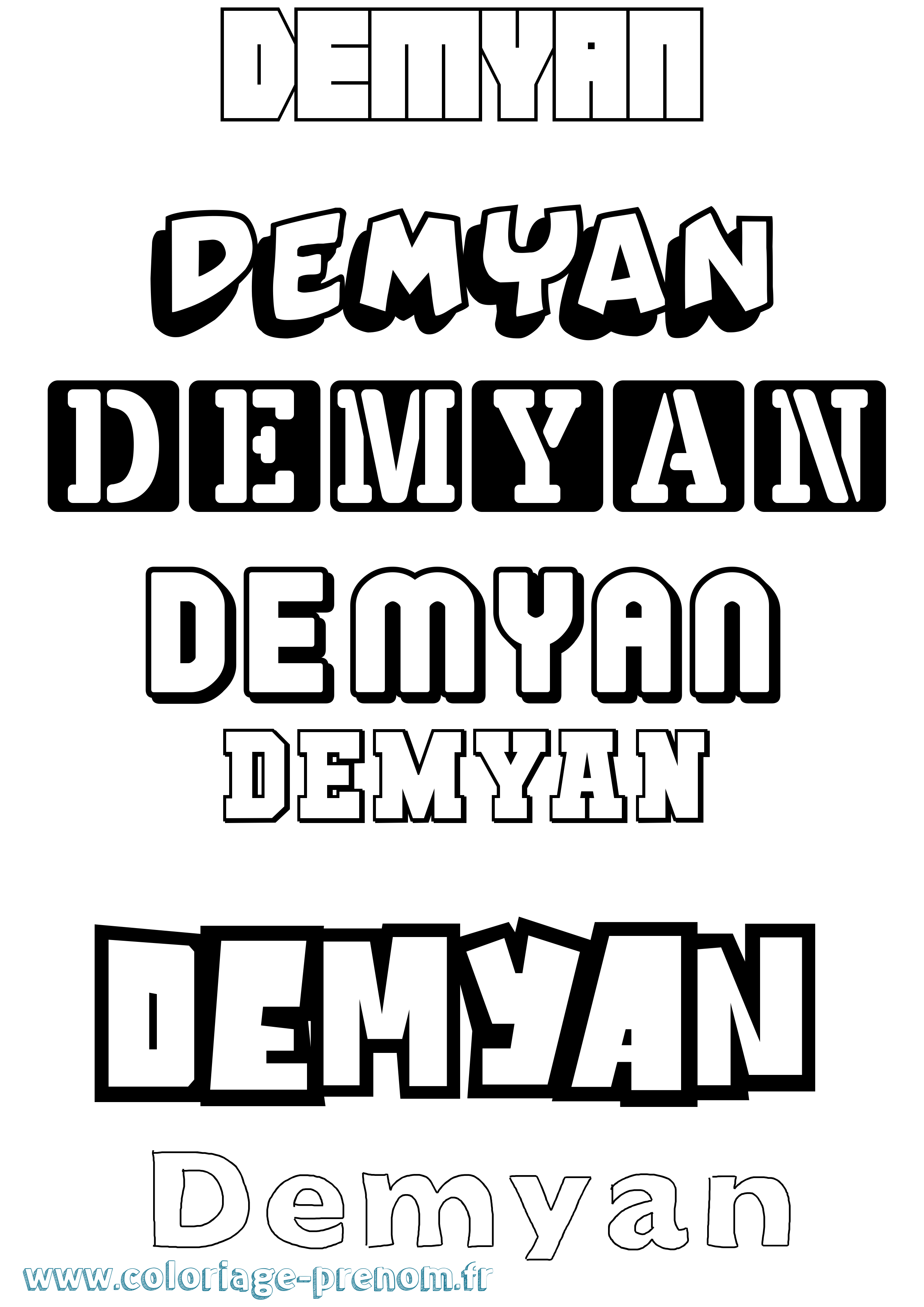 Coloriage Demyan Simple Coloriage prénom Demyan Simple