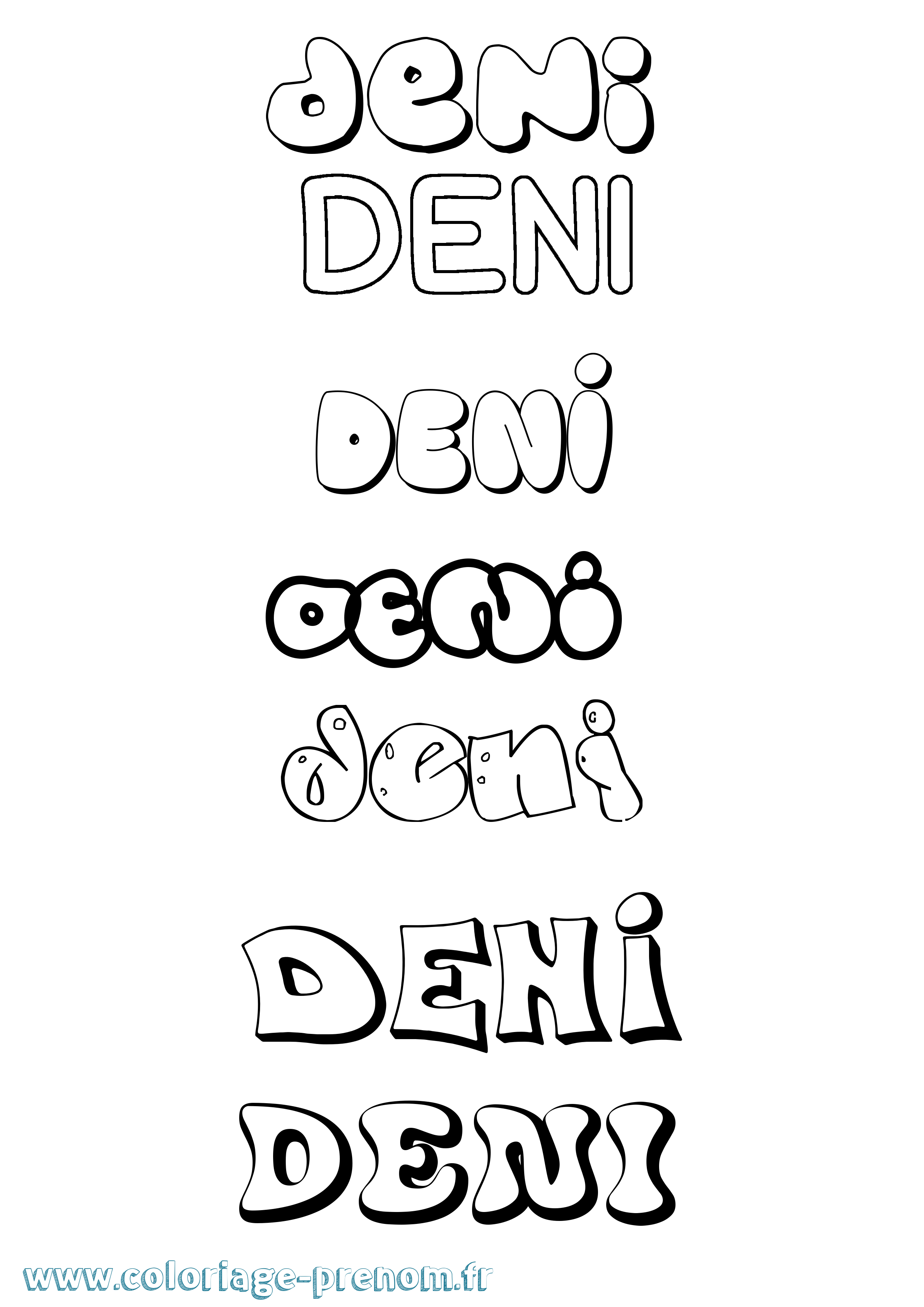 Coloriage Deni Bubble Coloriage prénom Deni Bubble