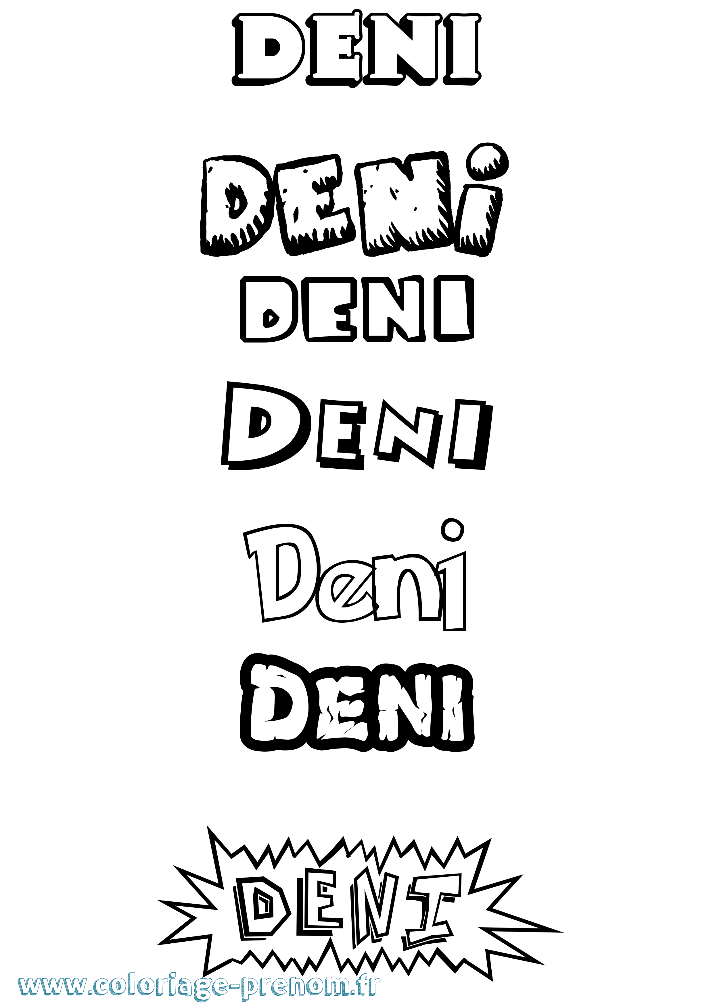 Coloriage Deni Dessin Animé Coloriage prénom Deni Dessin Animé