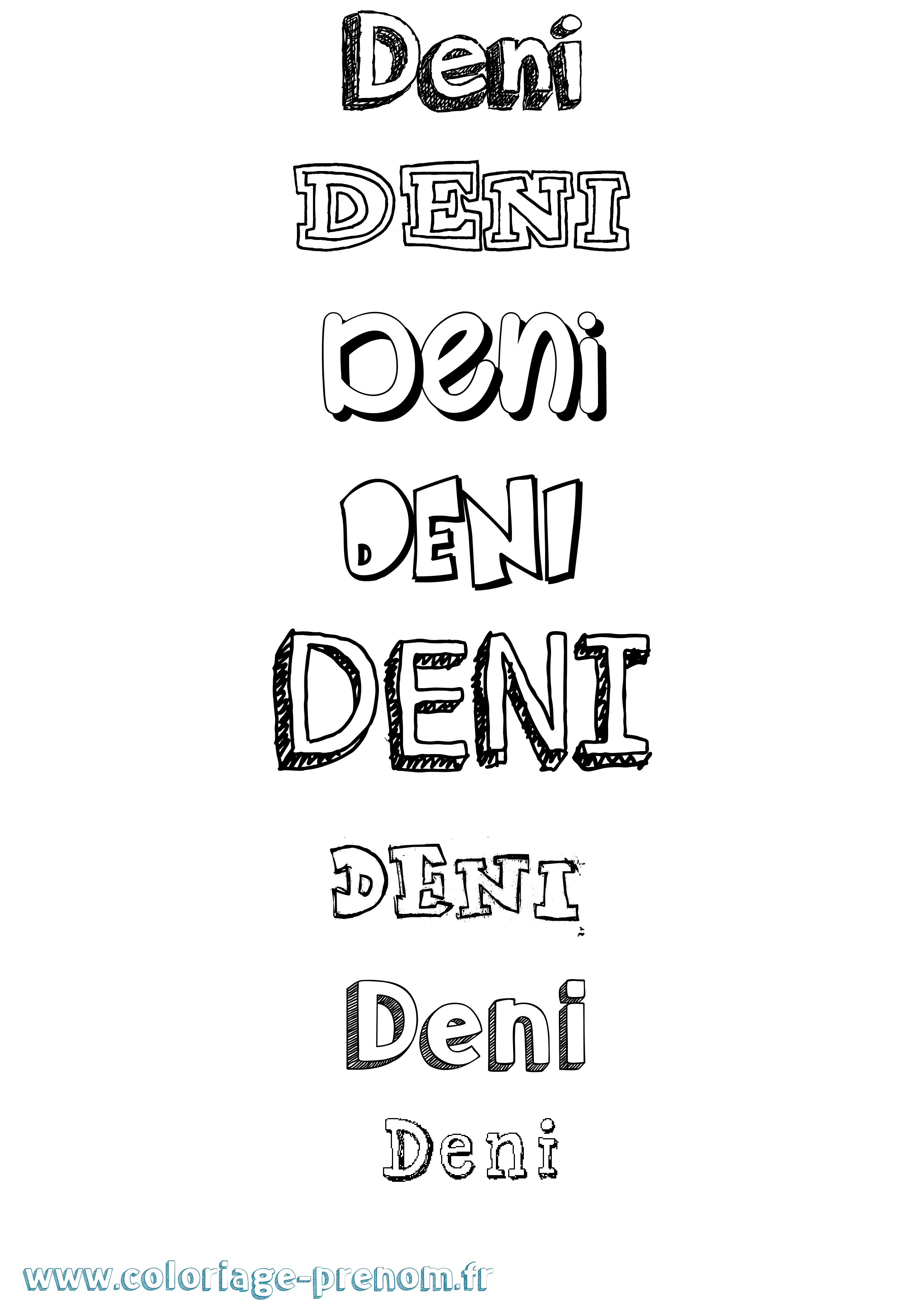 Coloriage Deni Dessiné Coloriage prénom Deni Dessiné
