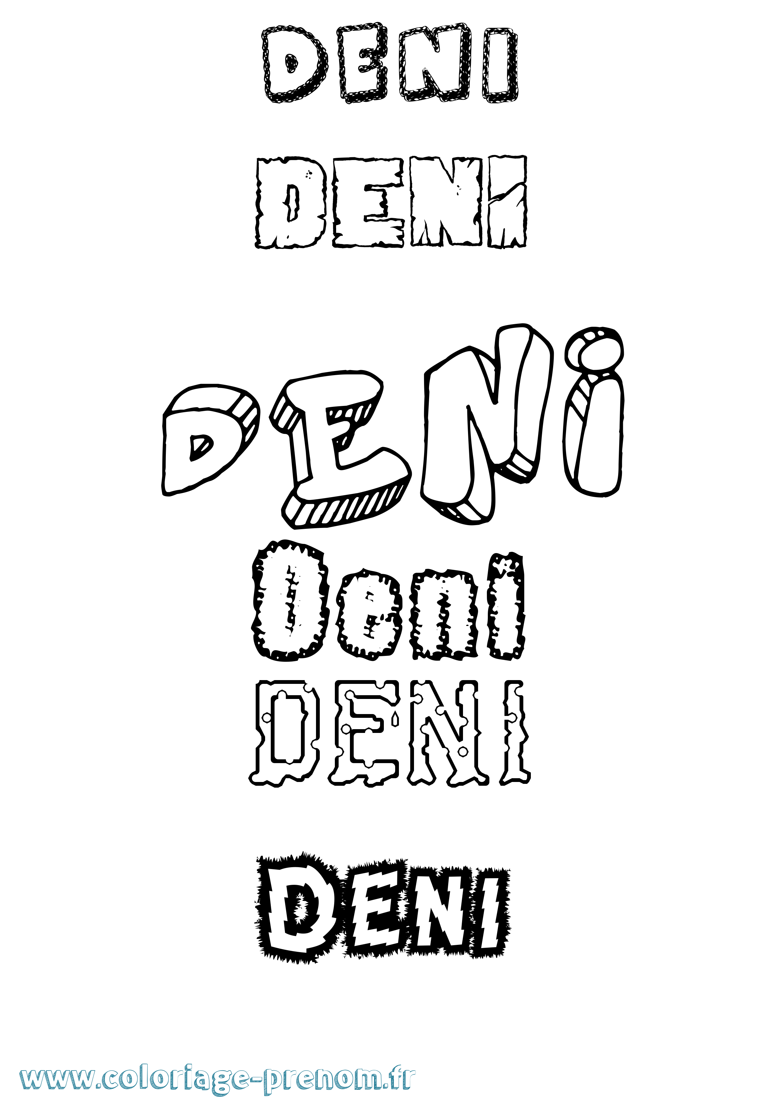 Coloriage Deni Destructuré Coloriage prénom Deni Destructuré