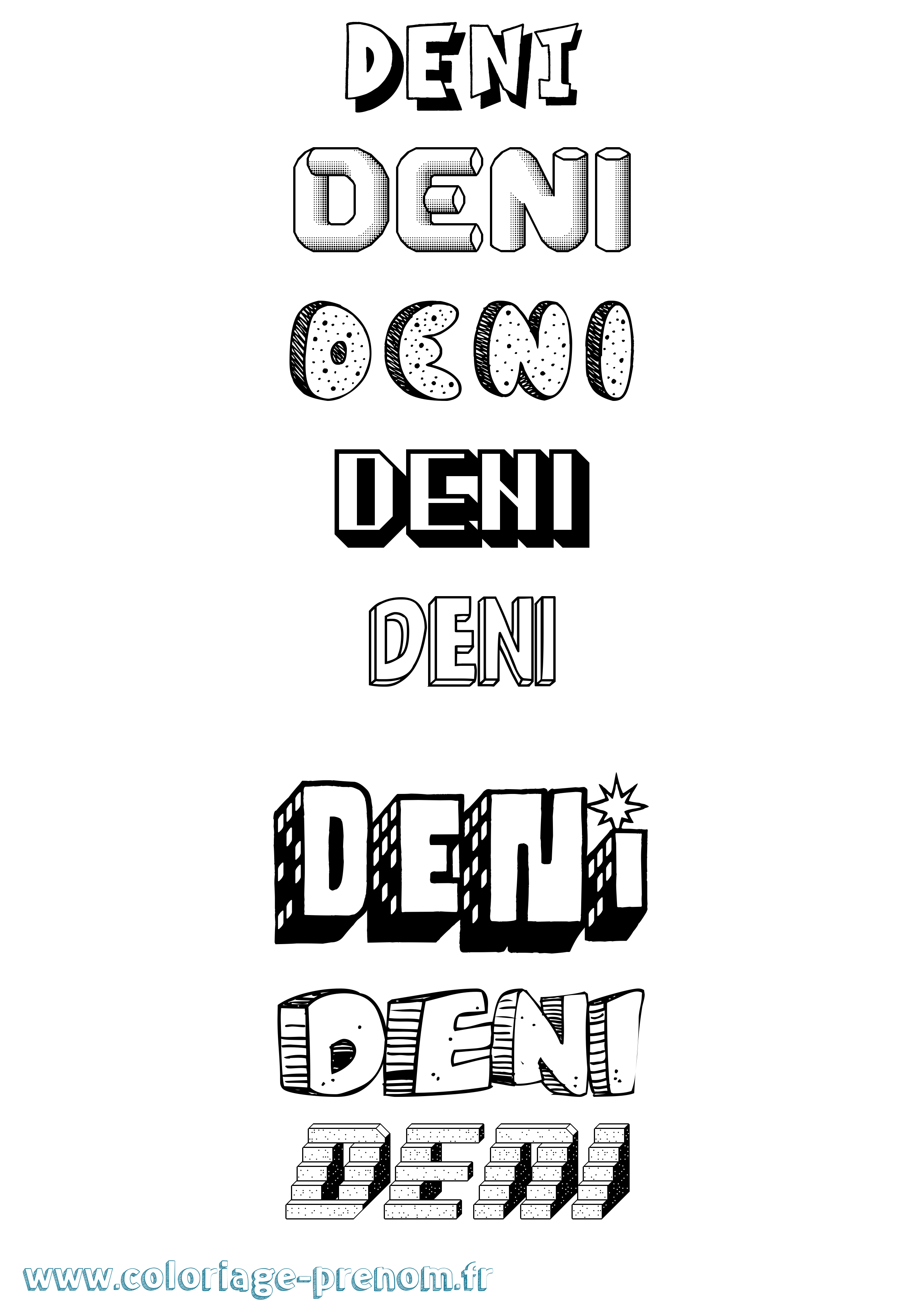 Coloriage Deni Effet 3D Coloriage prénom Deni Effet 3D
