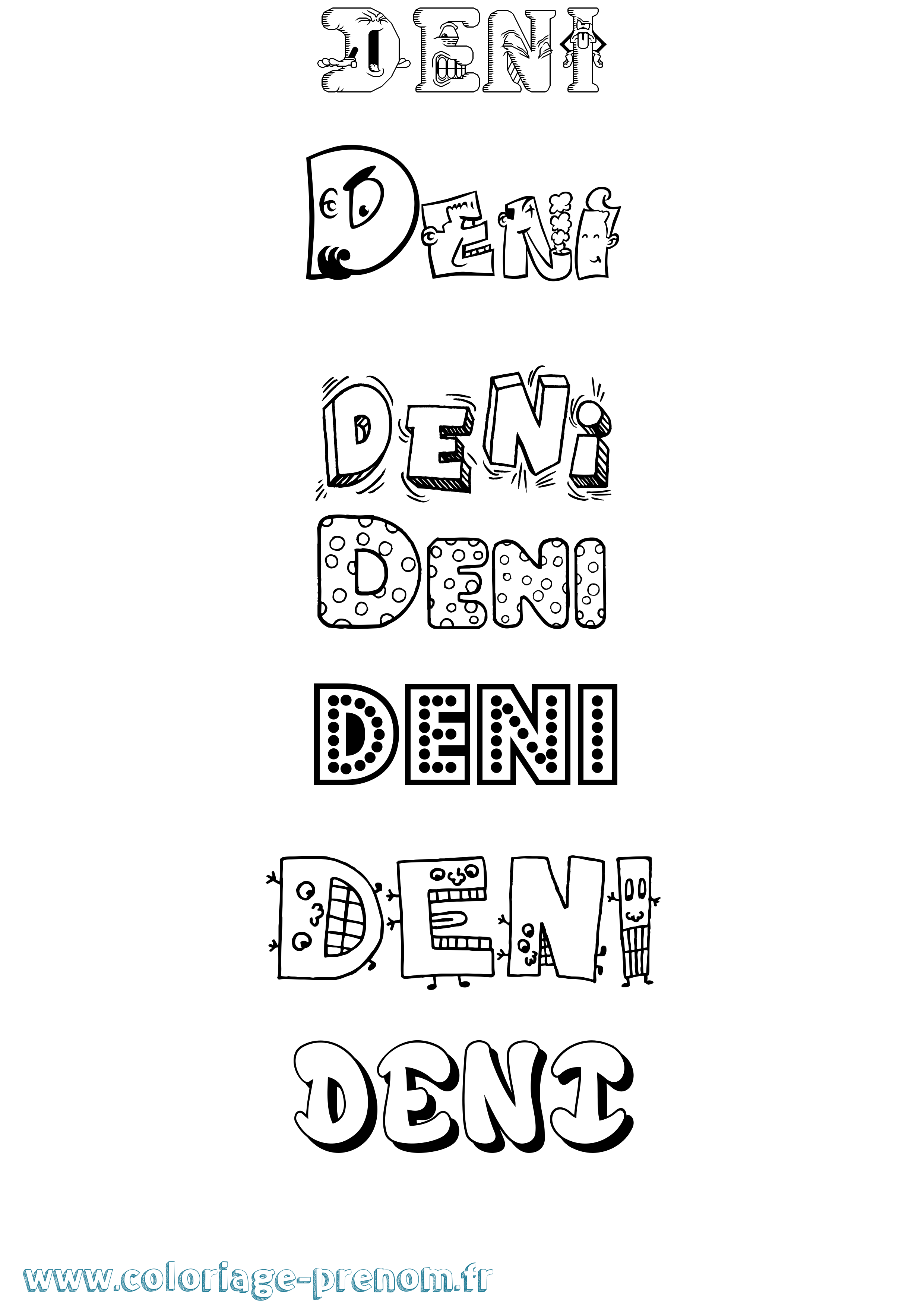 Coloriage Deni Fun Coloriage prénom Deni Fun