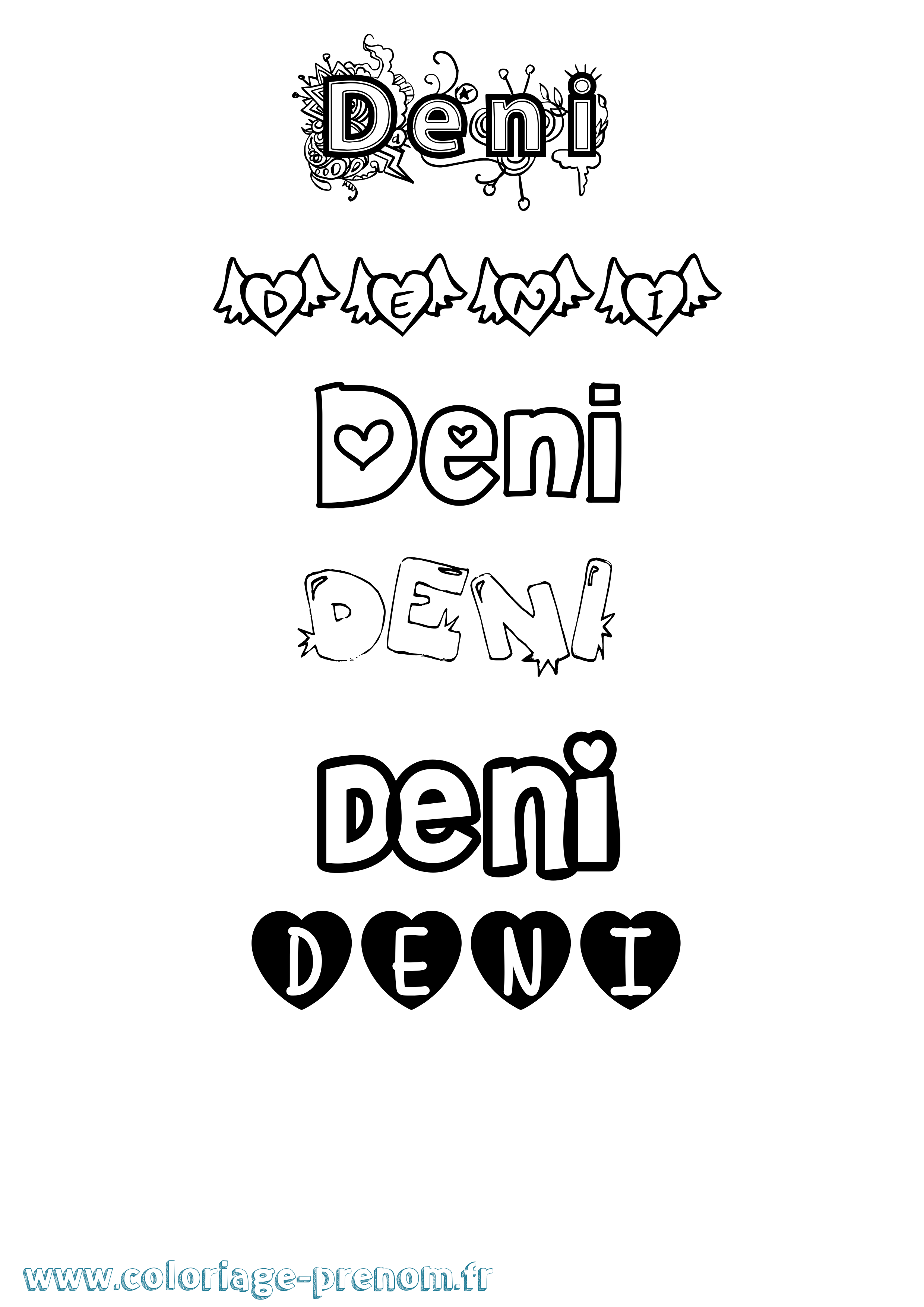 Coloriage Deni Girly Coloriage prénom Deni Girly
